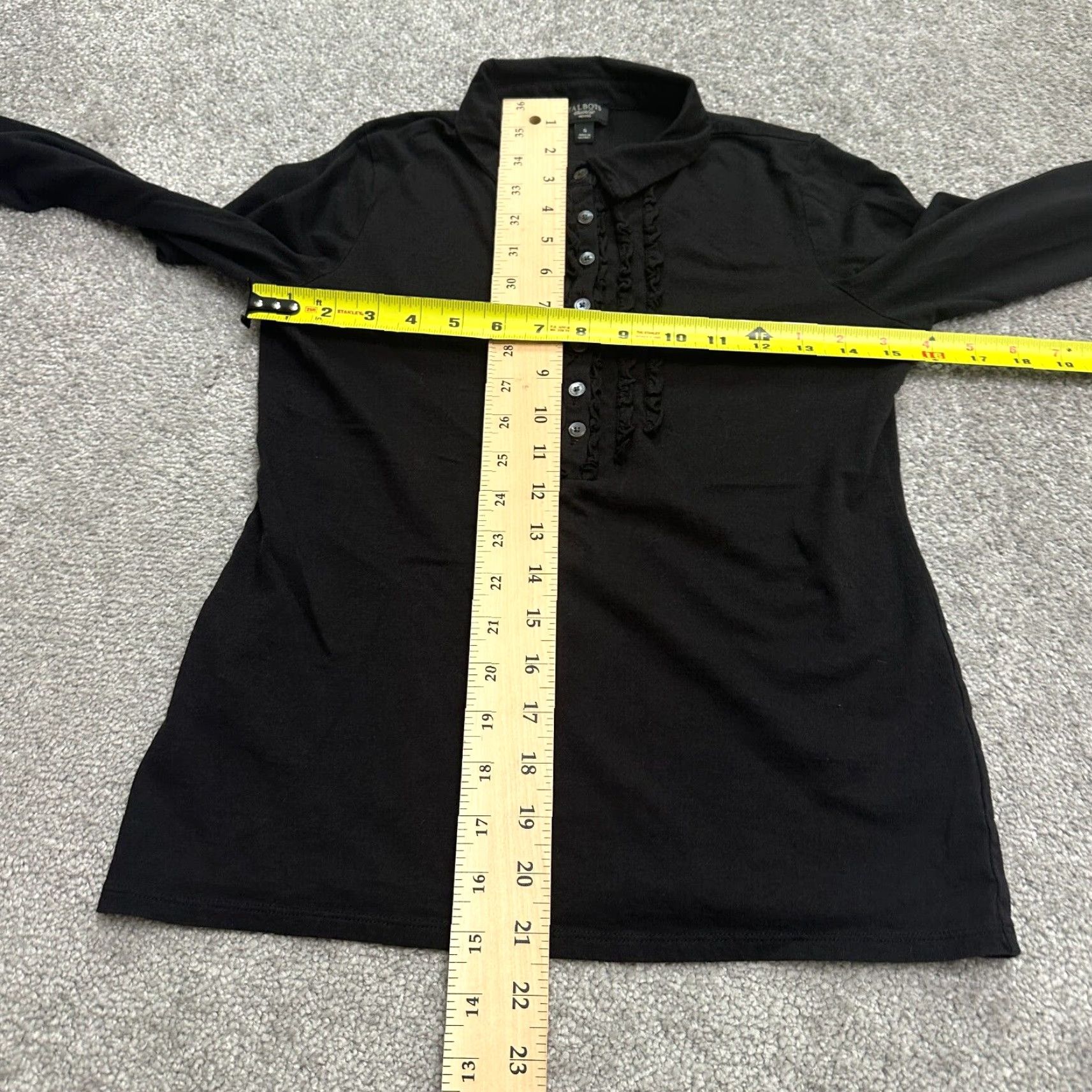 Talbots Talbots Blouse Women Petites Tunic Long Sleeve Collared Button Up Knit Cotton Modal Black Size S / US 4 / IT 40 - 6 Thumbnail