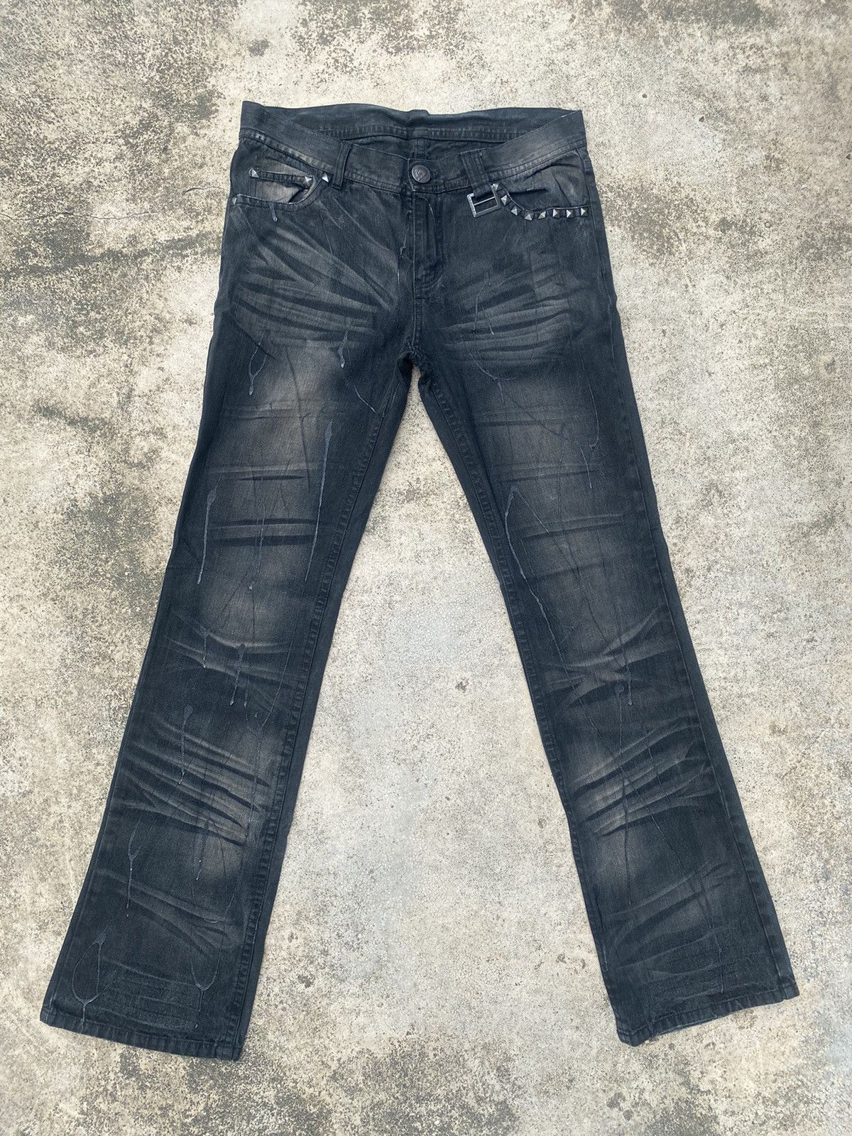 If Six Was Nine × Japanese Brand × Tornado Mart Flare Jeans Xfrm Clawmark Wax Studded Bootcut Size US 34 / EU 50 - 3 Thumbnail