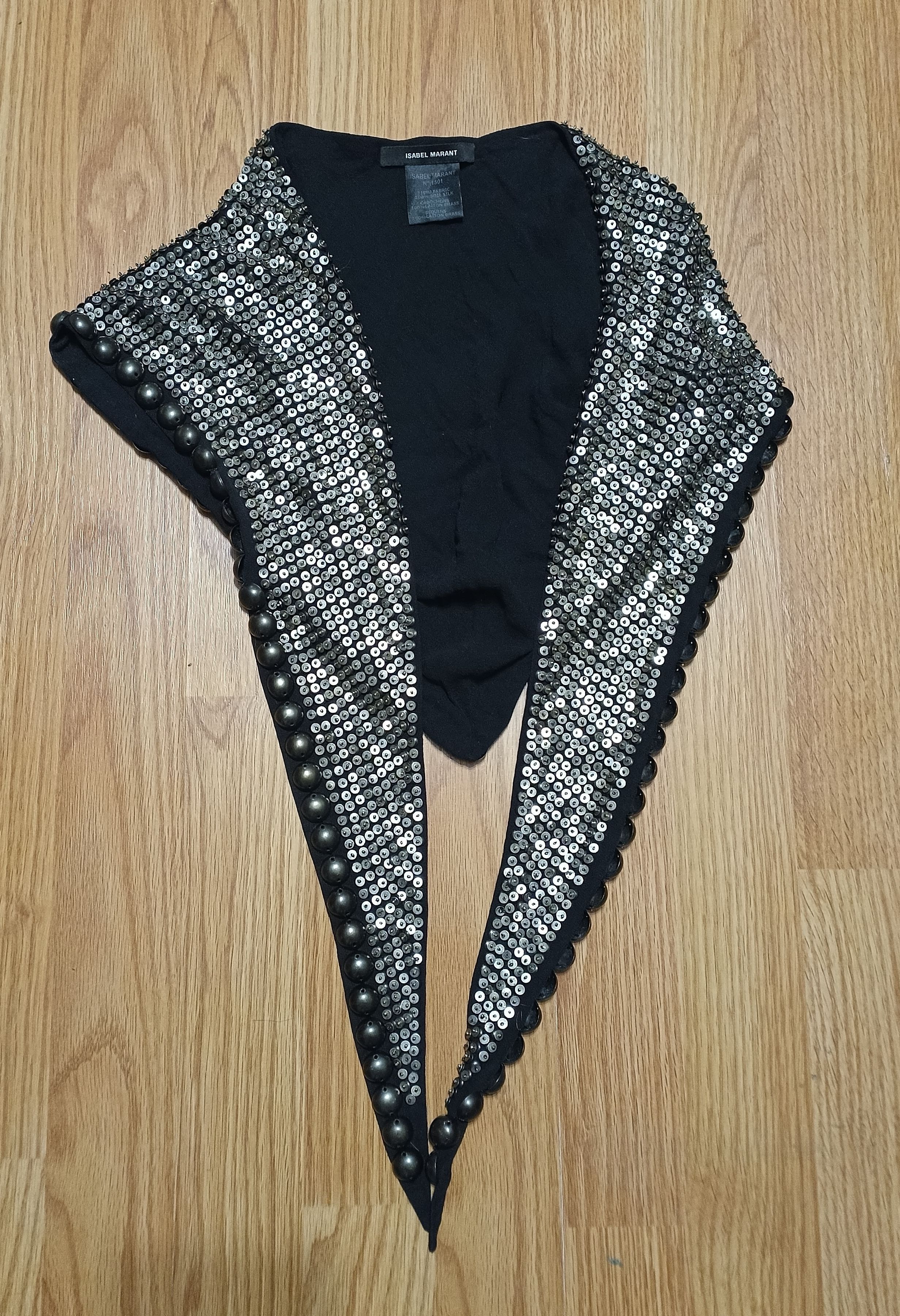 Isabel Marant Isabel Marant Pisa Silk & Brass Metal Studded Scarf Size ONE SIZE - 10 Thumbnail
