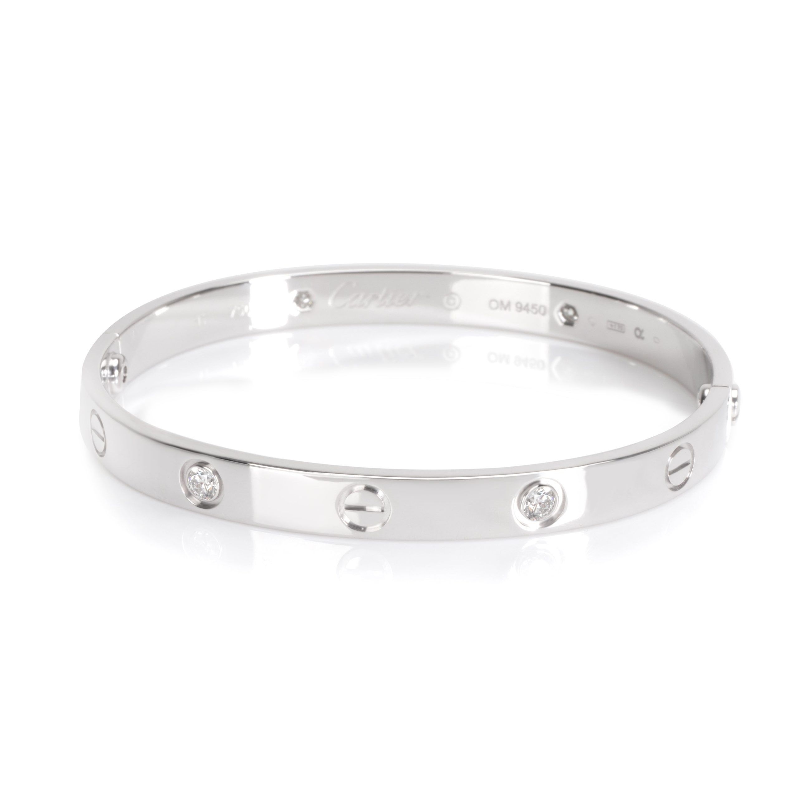 image of Cartier Love Diamond Bracelet In 18K White Gold (Size 17), Women's