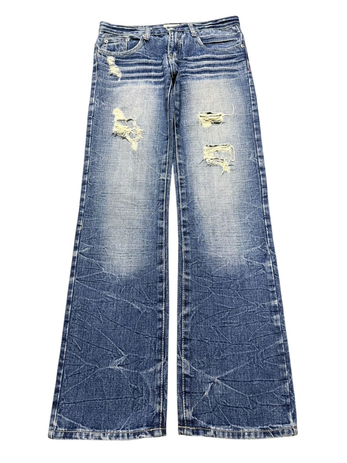 KMRii Vintage Japanese Brand Faded Thunder Wash Distress Loose Fit Size US 30 / EU 46 - 1 Thumbnail