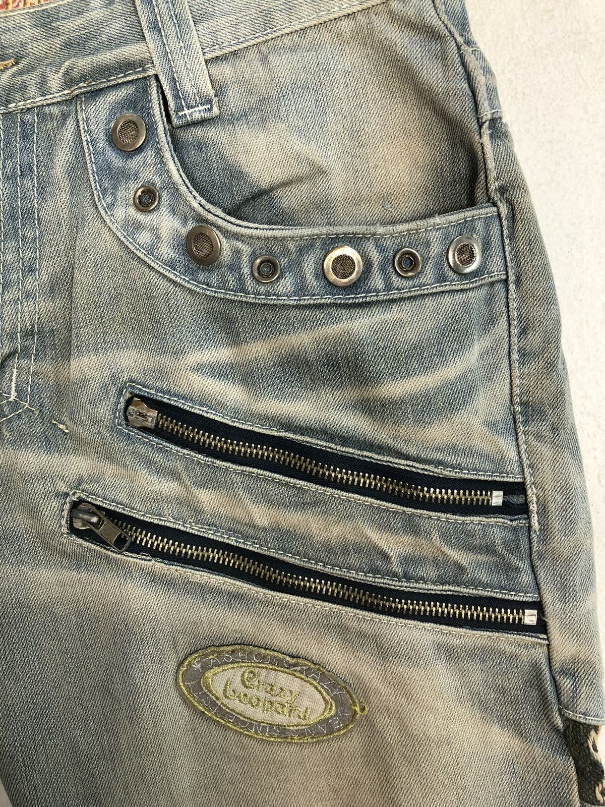 Hysteric Glamour Hype 90s Crazy Leopard Multipocket Zipper Bondage Denim Size US 33 - 5 Thumbnail