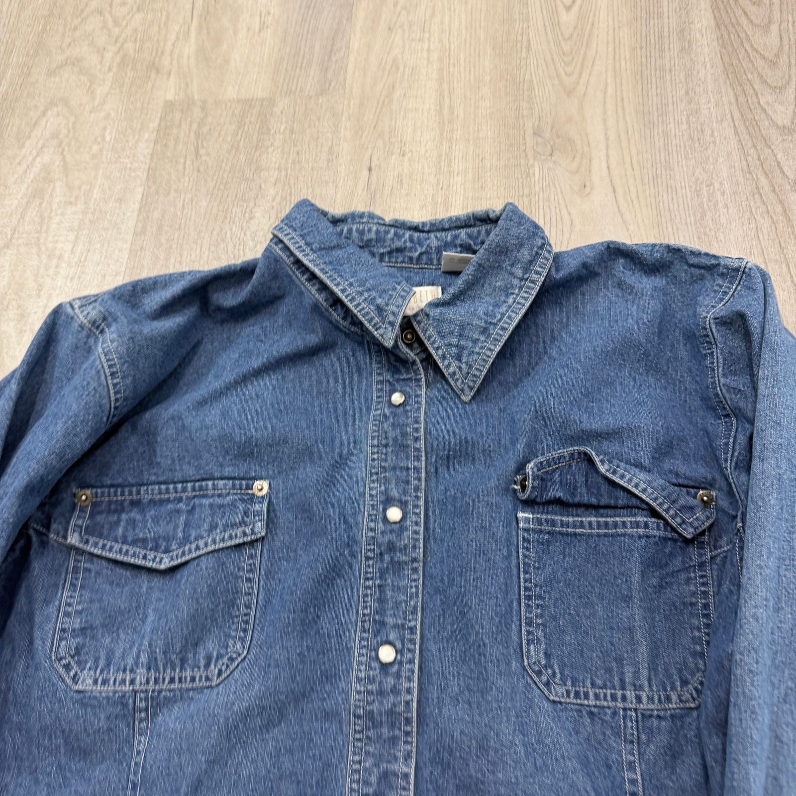 Vintage Vintage Liz Claiborne Denim Snap Button Chore Coat Women 14 Size XL / US 12-14 / IT 48-50 - 3 Thumbnail