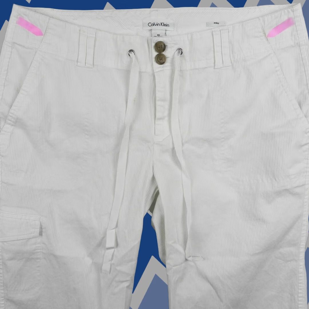 Calvin Klein Calvin Klein Pants Womens 10 Riley Capri Cargo White Flex Drawstring Pockets Size 32" / US 10 / IT 46 - 1 Thumbnail