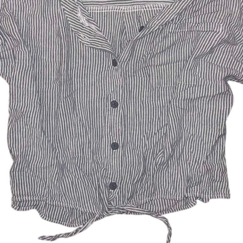 Other Y2K Blue/White Stripe Button Top Front Off Shoulder Crop XL Size XL / US 12-14 / IT 48-50 - 2 Thumbnail