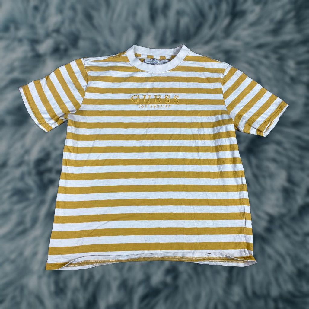 Guess Guess Jesns Los Angeles Yellow Stripes Embroderd logo T Shirt Mens M Size US M / EU 48-50 / 2 - 1 Thumbnail