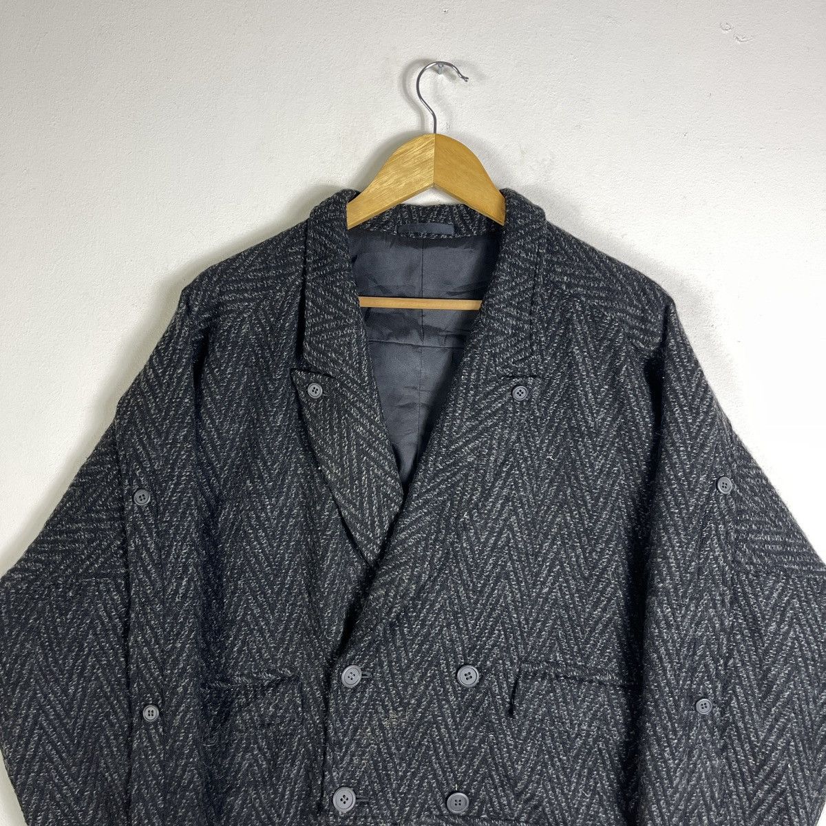 Issey Miyake Issey Miyake Inspired MR-TESSEL Herringbone Wool Bomber Size US M / EU 48-50 / 2 - 6 Thumbnail