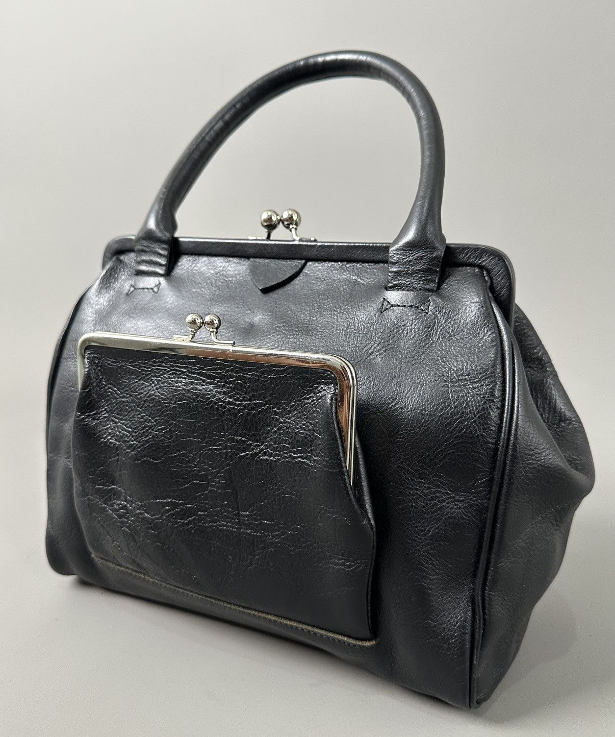 Yohji Yamamoto Y’s - Yohji Yamamoto Double Claps - Top Handle Leather Bag Size ONE SIZE - 2 Thumbnail