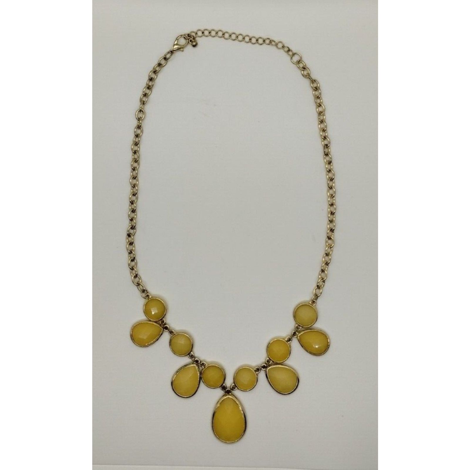 Vintage Gold and Yellow Bib Statement Necklace Teardrop - 11" Size ONE SIZE - 1 Thumbnail