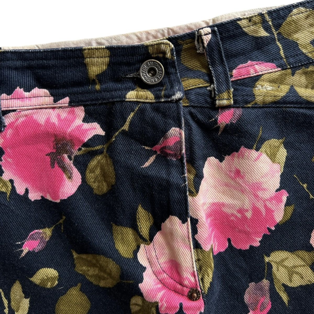 Paul Smith × Vintage Vintage PAUL SMITH FLORAL JEANS SKIRT Size 32" / US 10 / IT 46 - 2 Thumbnail