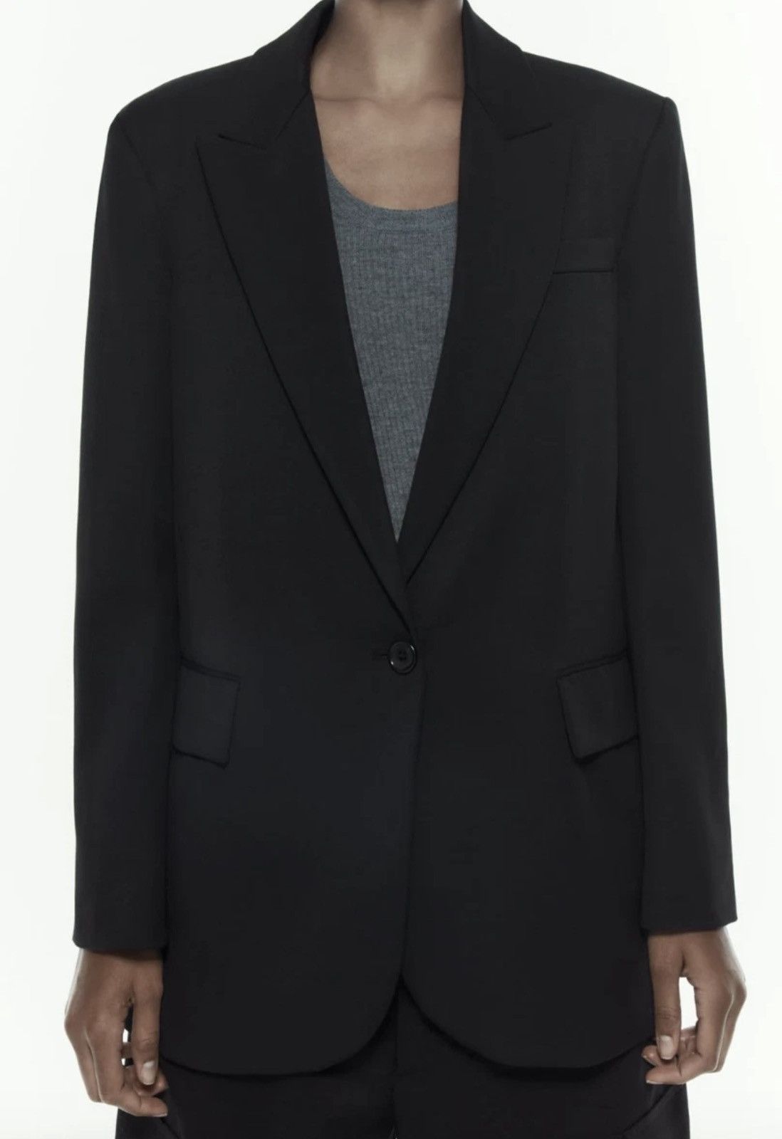 Zara ZARA WOMAN STRAIGHT CUT BUTTONED BLAZER BLACK Size M / US 6-8 / IT 42-44 - 1 Thumbnail