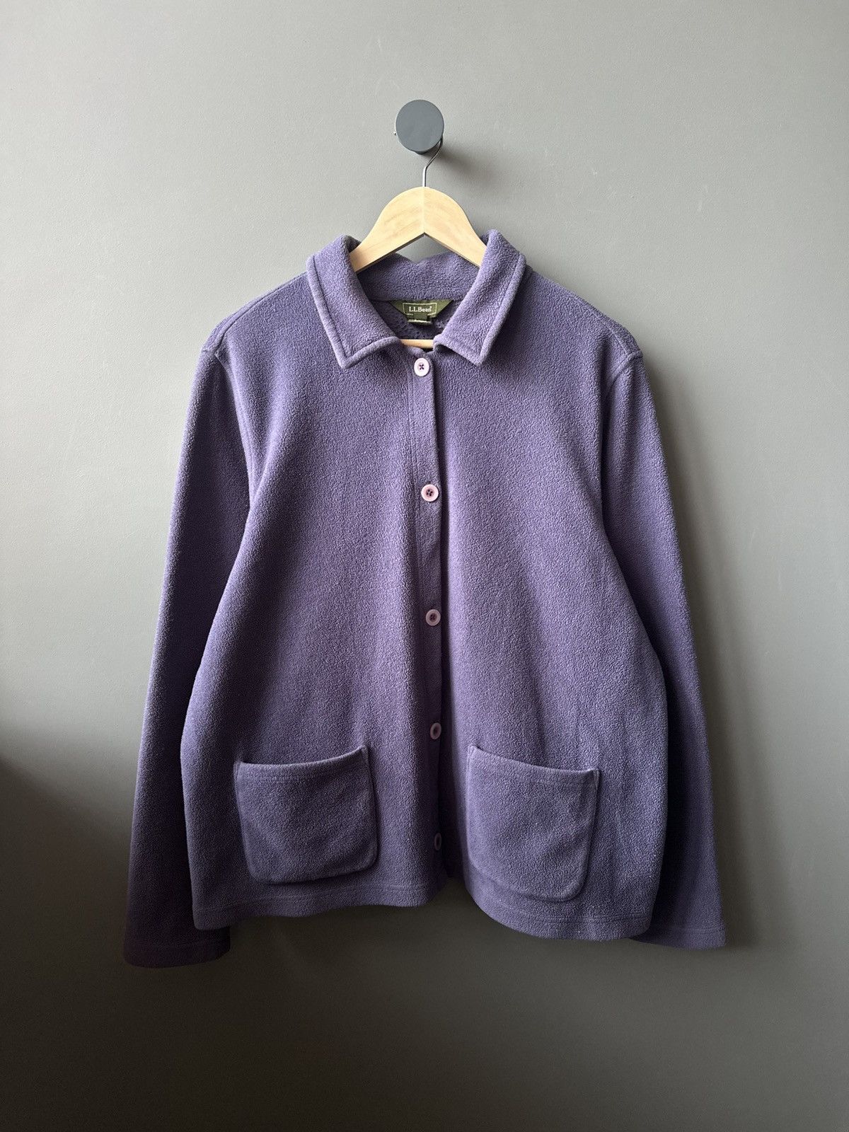 L.L. Bean Vintage L.L.Bean Women’s Purple Fleece Button Jacket Pockets Size L / US 10 / IT 46 - 1 Thumbnail