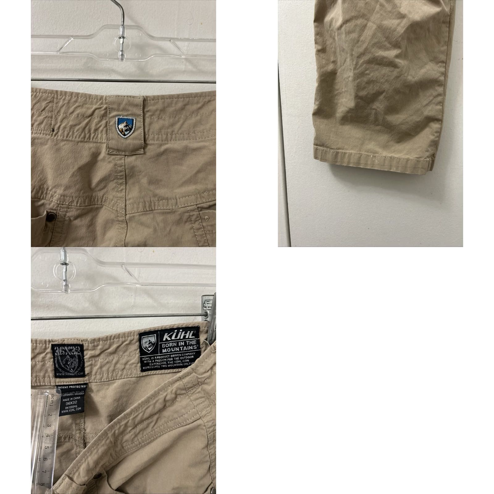 Vintage KÜHL Rydr Pants Mens 36x29 Tan Khaki Flat Front 5-Pocket Canvas Stretch Outdoor Hiking Casual Workwear Regular Fit Size US 36 / EU 52 - 9 Thumbnail