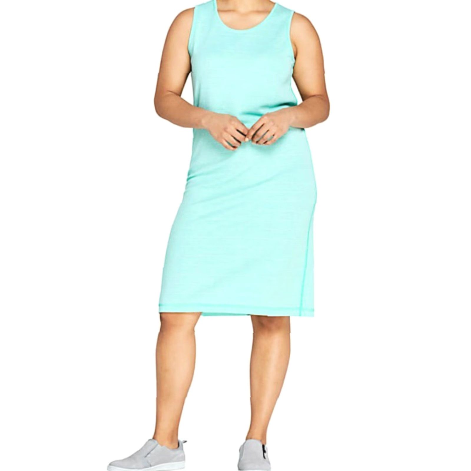 Lands' End Lands' End Sleeveless Reversible Knee Length Midi Dress-Size 2X-Plus Green Stripe Midi Womens Size XXL / US 16-18 / IT 52-54 - 2 Thumbnail