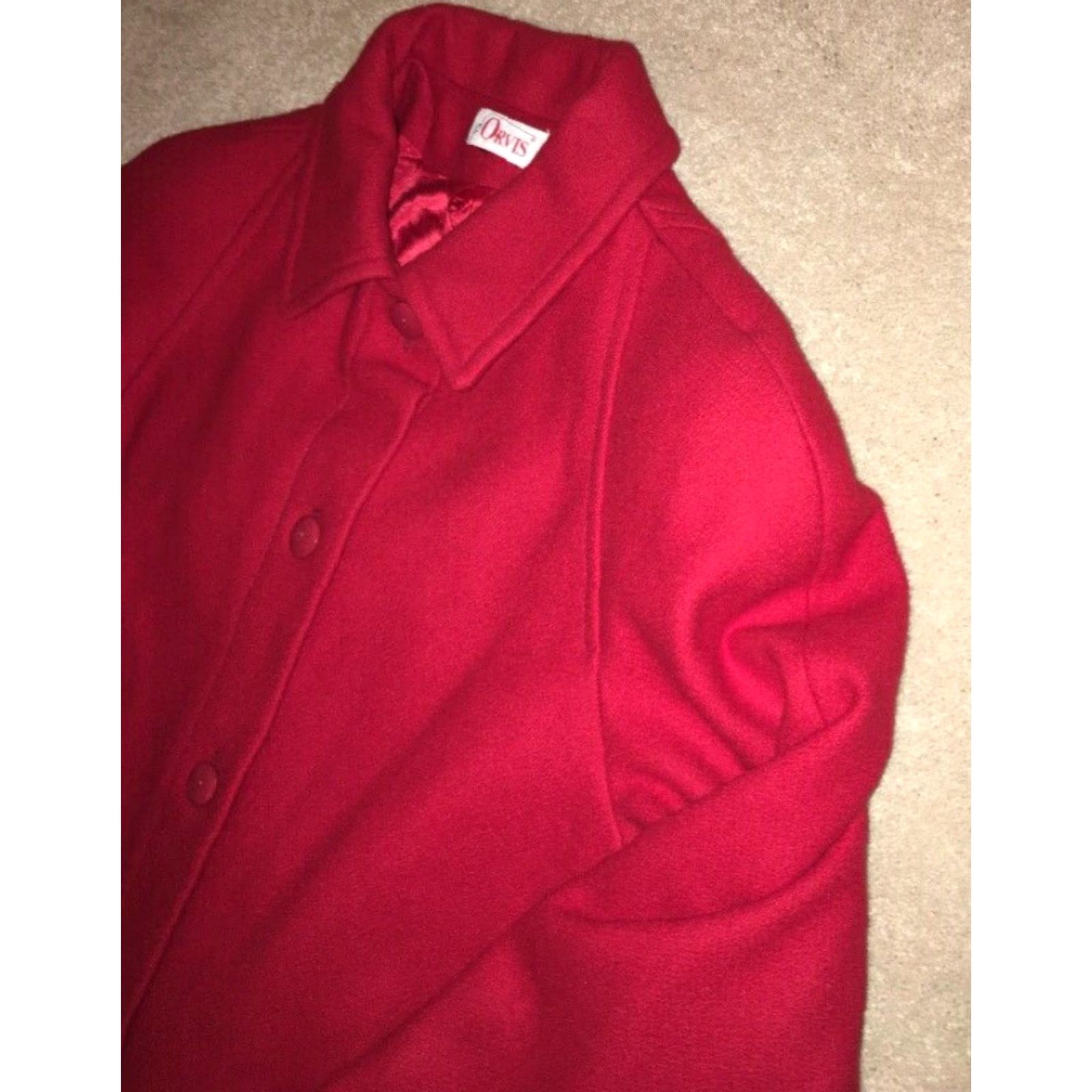 Orvis VINTAGE Orvis Womens Long Red Peacoat Coat Size 16 MADE IN USA Trench Style Size XXL / US 16-18 / IT 52-54 - 2 Thumbnail