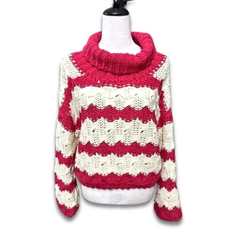 Other Gary Collective Preppy Striped Turtleneck Pink Cream Knit L Size L / US 10 / IT 46 - 2 Thumbnail