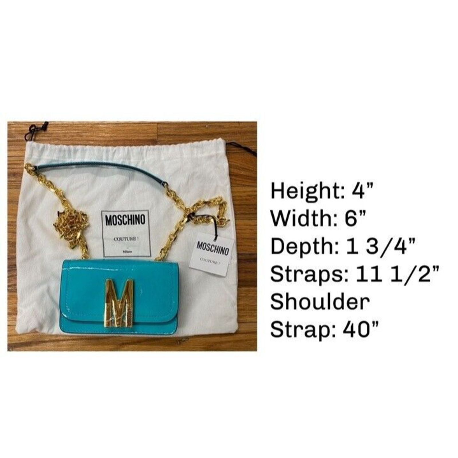 Moschino AW22 MOSCHINO Couture Jeremy Scott "M" Turquoise Leather Bag Size ONE SIZE - 6 Thumbnail