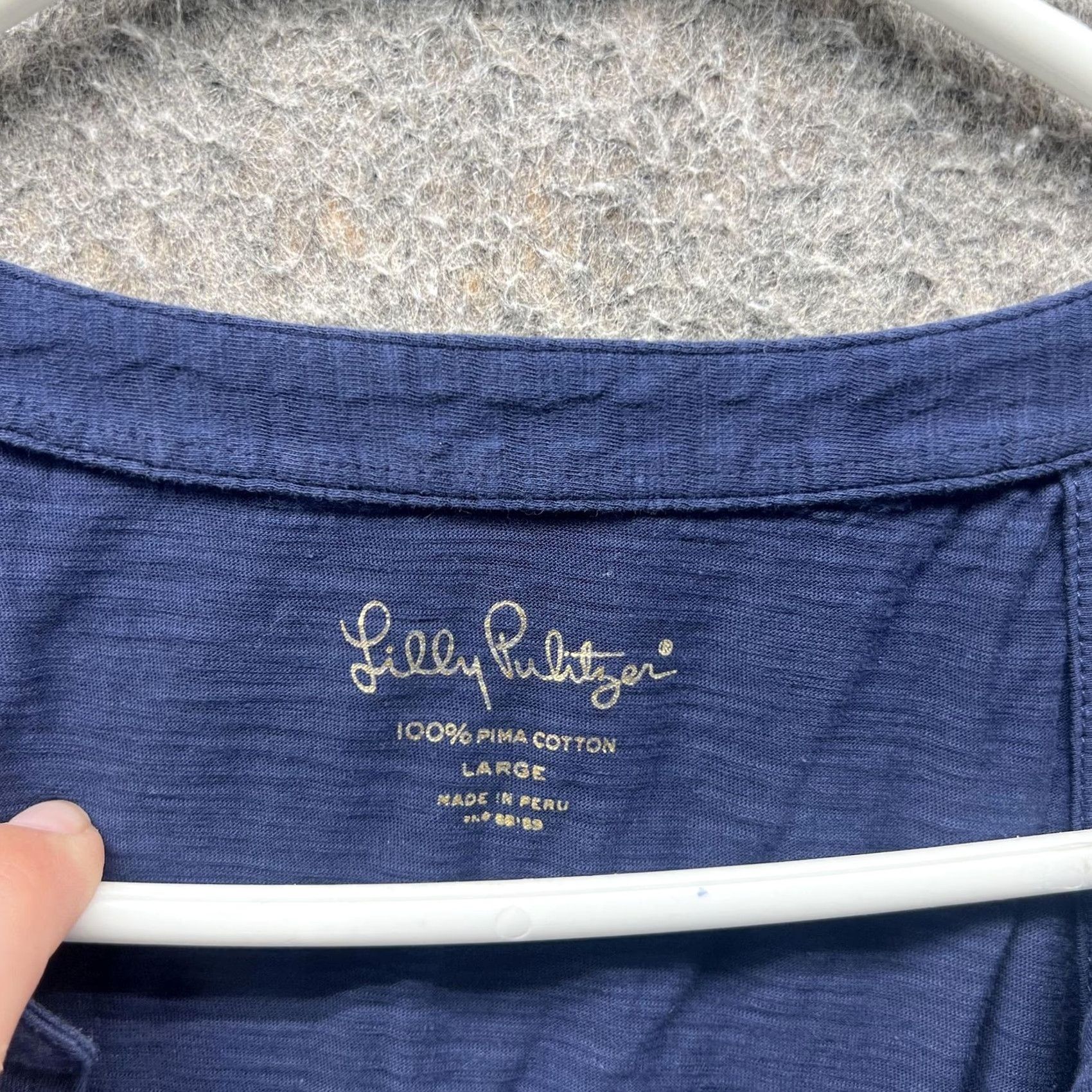 Lilly Pulitzer Lilly Pulitzer Tank Top Womens Large Blue Pima Cotton Deep V Neck Racerback Size L / US 10 / IT 46 - 6 Thumbnail