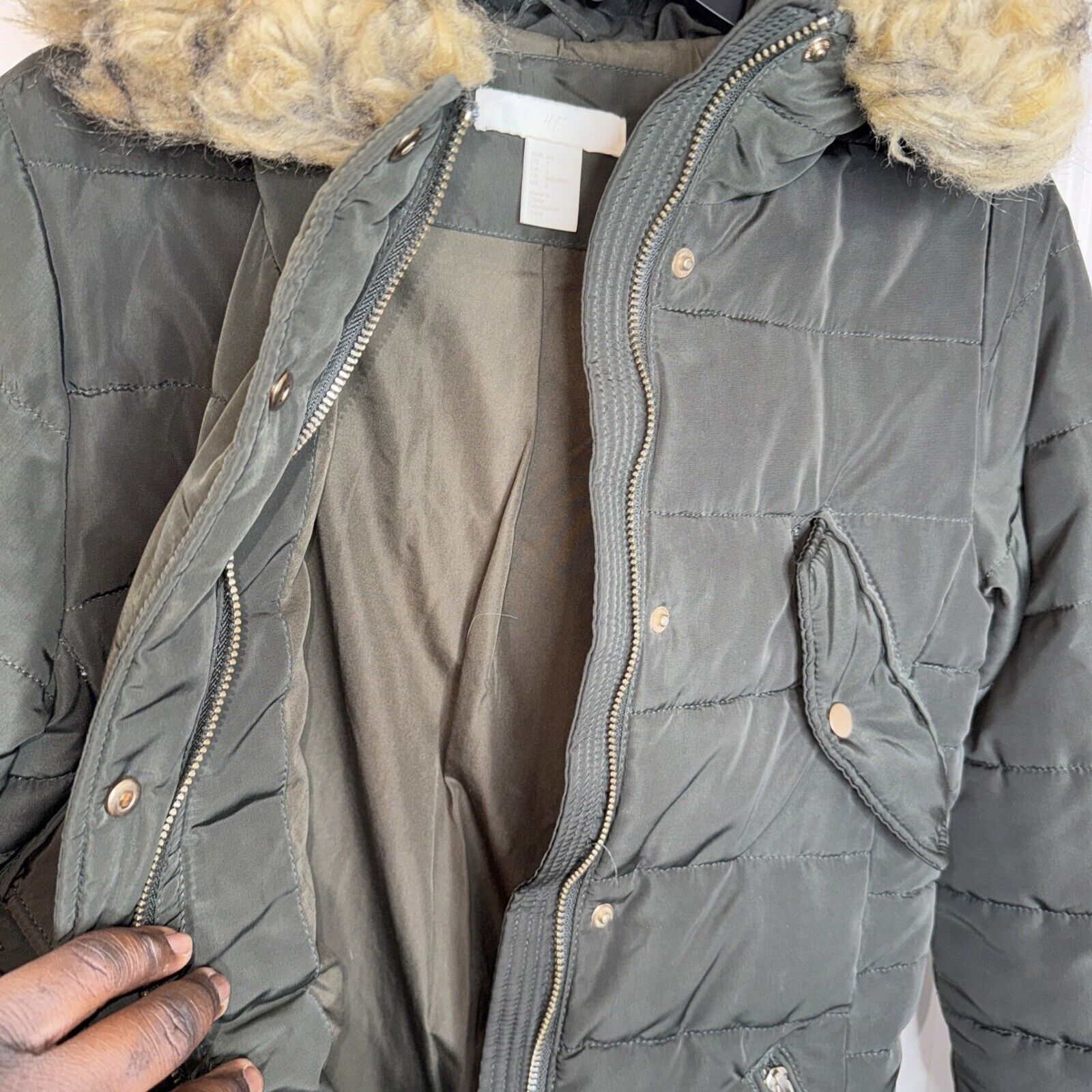 H&M H&M Parka Coat Women’s Size 2 Khaki Green Puffer Jacket Zip Size XS / US 0-2 / IT 36-38 - 7 Thumbnail