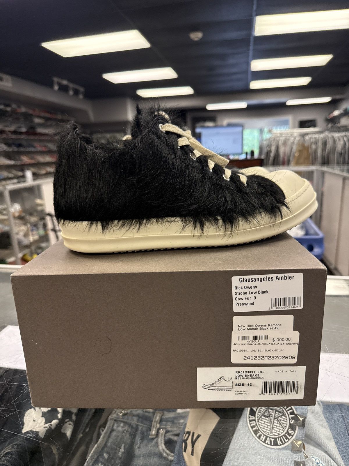 Rick Owens Rick Owens Ramone low mohair black 42 Size US 9 / EU 42 - 1 Thumbnail