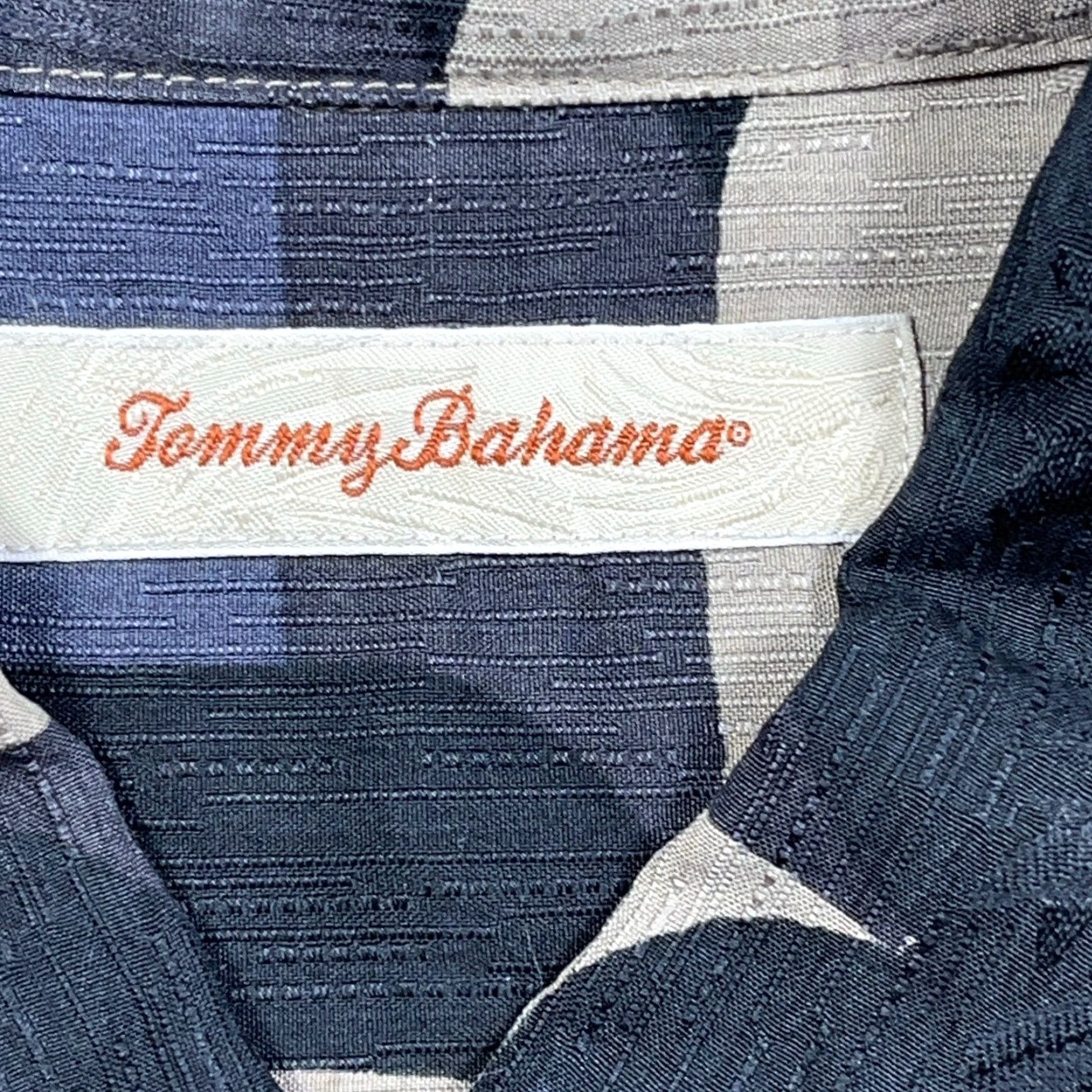 Tommy Bahama Tommy Bahama Shirt Men XL Blue Tan Silk Hawaiian Button Up Camp Beach Geometric Size US XL / EU 56 / 4 - 3 Thumbnail