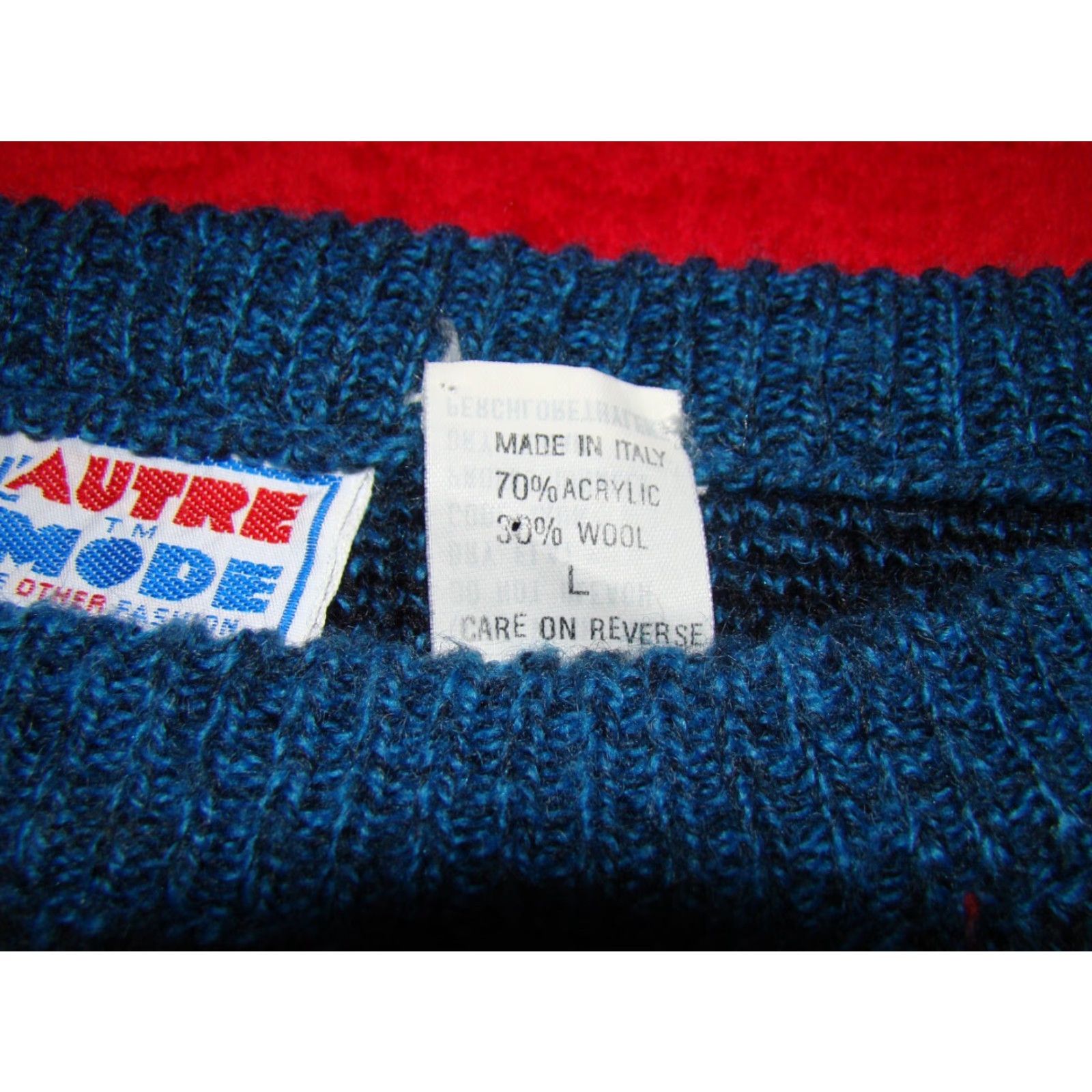 Vintage VINTAGE Le Autre Mode Mens Sweater Plaid Crew Neck Wool Acrylic Made In Italy Large Blues Black Pullover sweater Men 26" Length 22.5" Armpit to Armpit Size US L / EU 52-54 / 3 - 3 Thumbnail