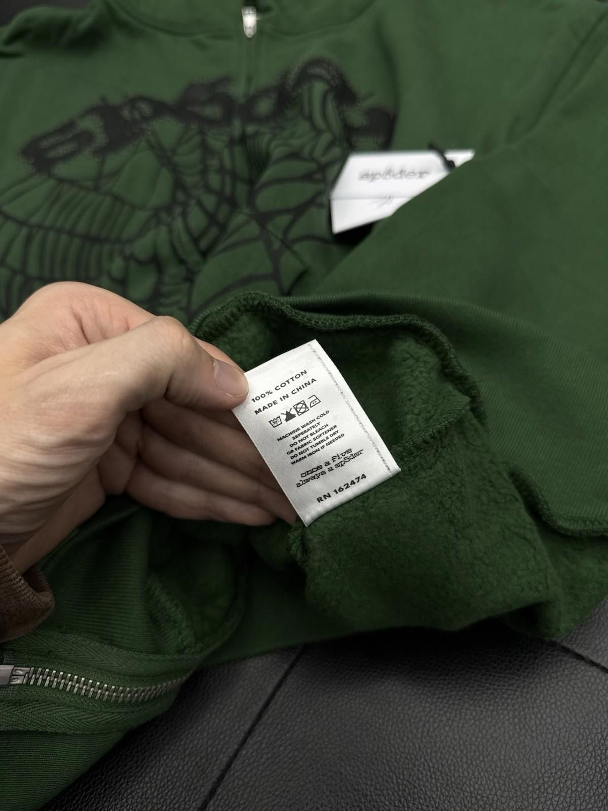 Sp5der Sp5der Worldwide Green Zip Up Studded Hoodie Size XL Size US XL / EU 56 / 4 - 7 Thumbnail