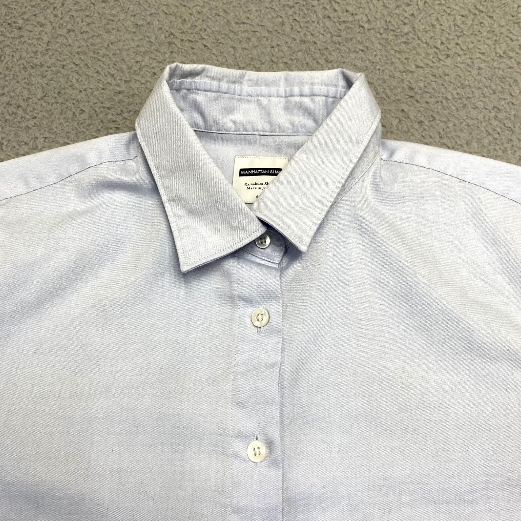 Kamakura Shirt Womens Medium 42 Blue Slim Traveler Button Up Blouse Manhattan, Women's — image 3 of 6