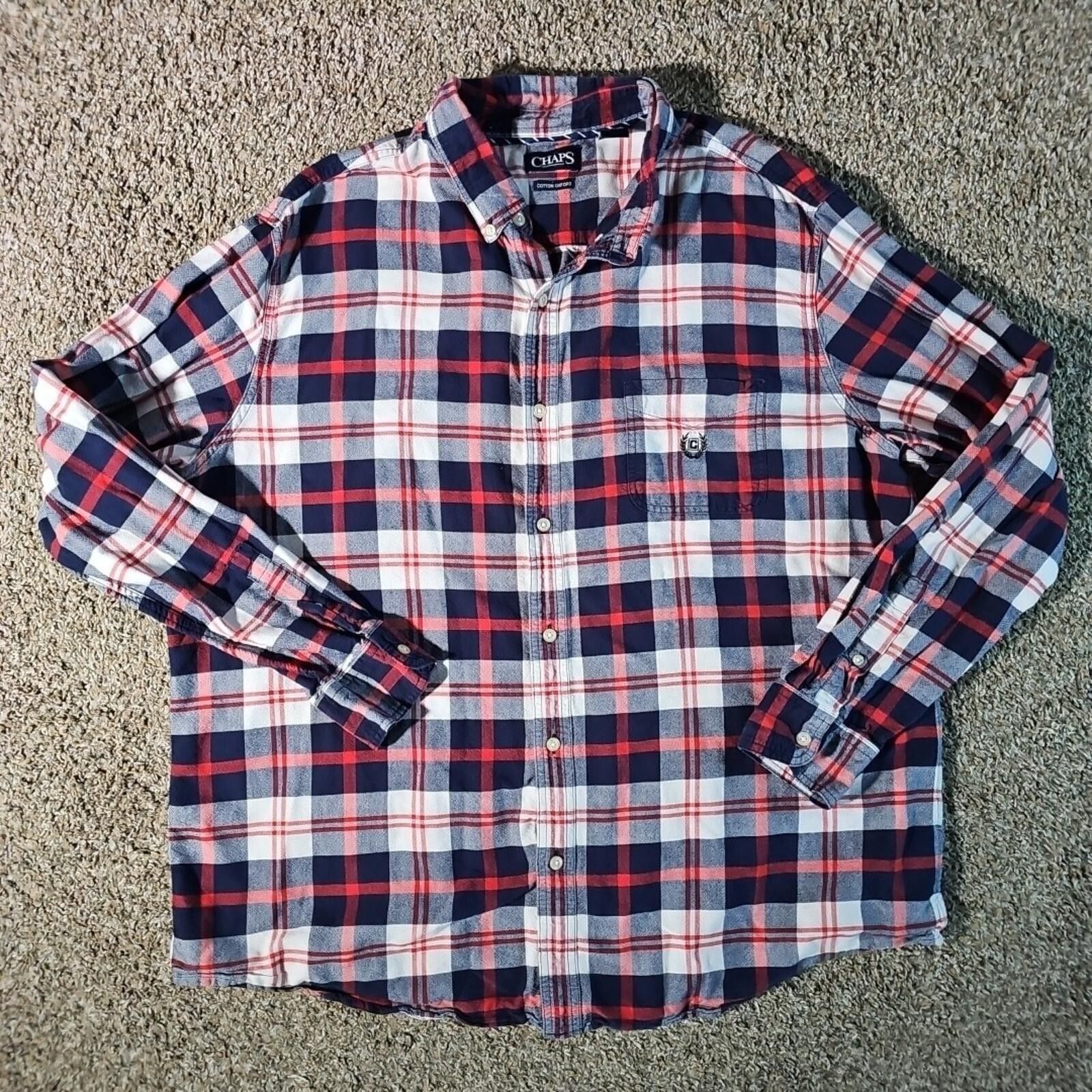 Chaps Chaps XXL Cotton Oxford Button Up Flannel Shirt Size US XXL / EU 58 / 5 - 1 Thumbnail