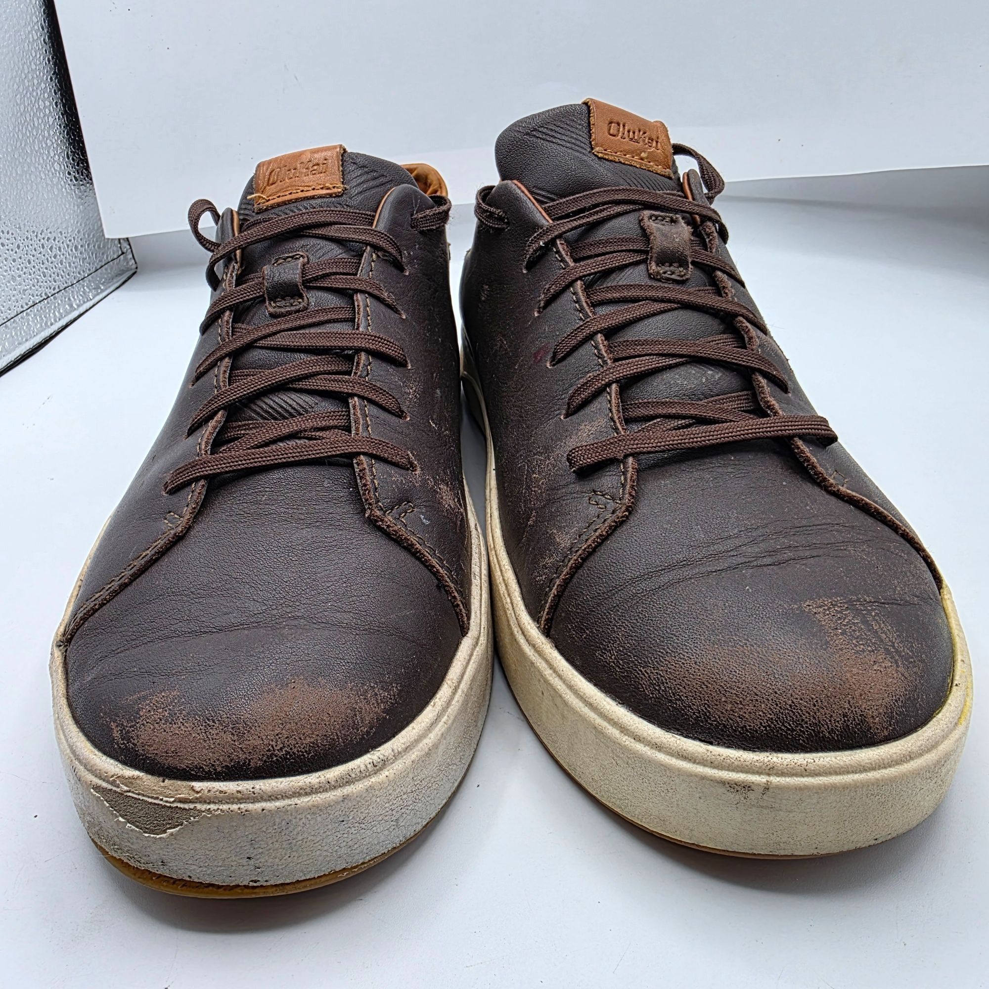 Olukai OluKai Waialae Mens Golf Shoes 10.5 Brown Dark Wood Leather Size US 10.5 / EU 43-44 - 11 Thumbnail