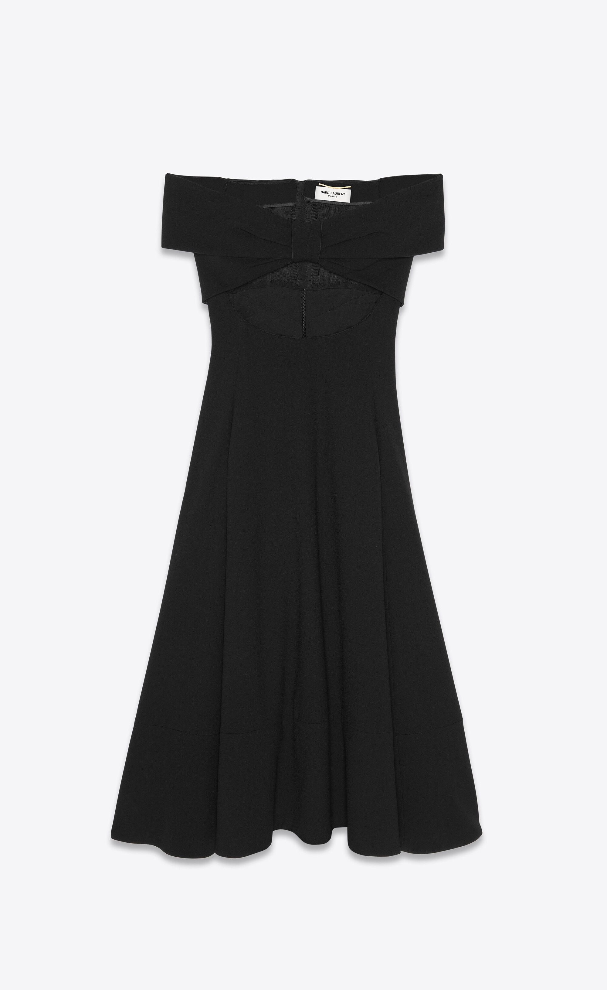 Saint Laurent Paris o1tp1o0125 Long Dress In Crepe Viscose in Black Size S / US 4 / IT 40 - 1 Thumbnail