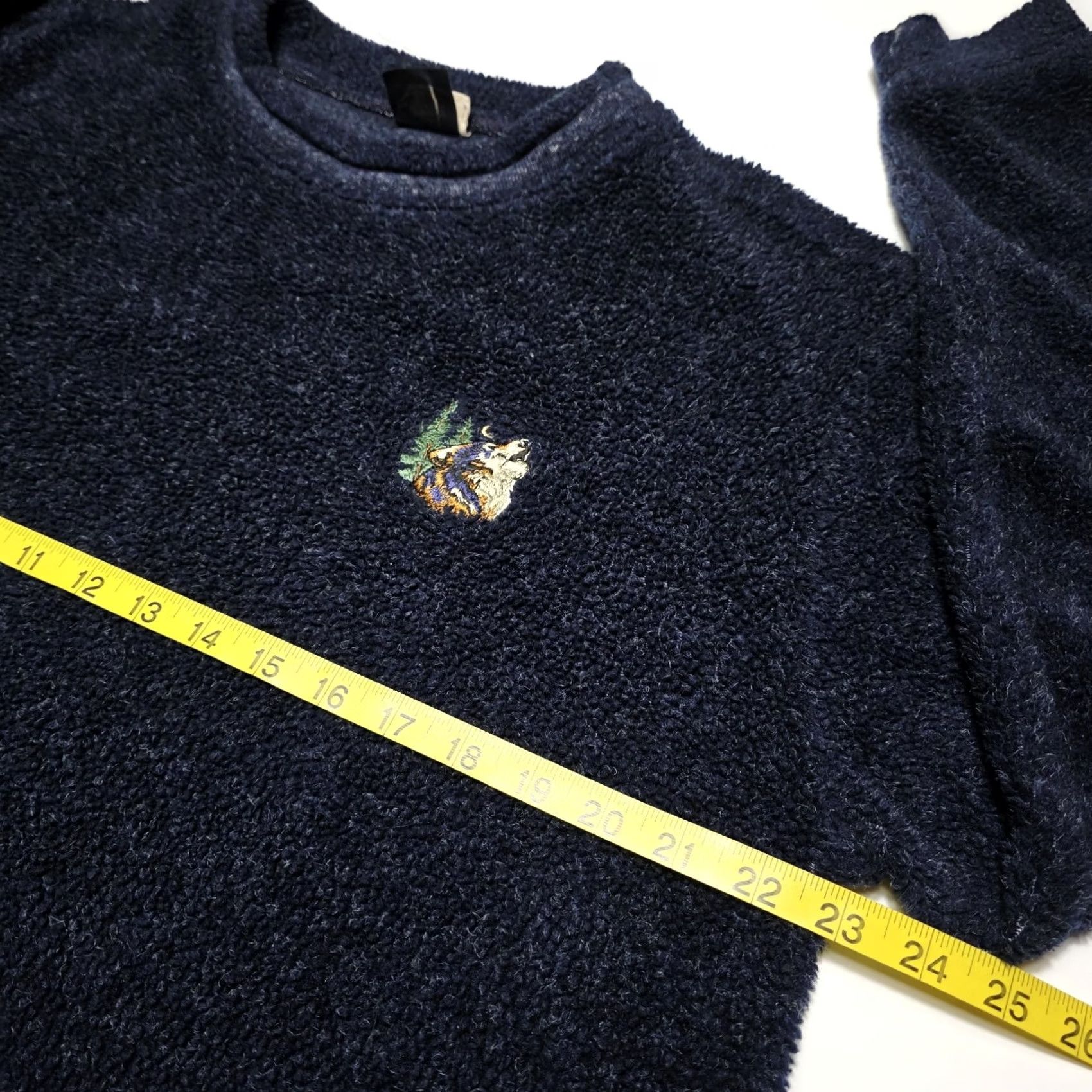 Habitat VINTAGE Habitat Blue Pullover Teddy Fleece Sweater Howling Wolf Medium 90's Men Sweater Pullover Classic Warm Blue Wolf 90s Mens Size US M / EU 48-50 / 2 - 5 Thumbnail