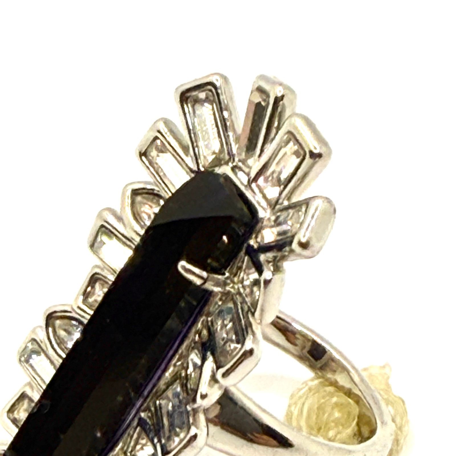 Alexis Bittar Miss Havisham Crystal Matrix Silver Tone Blue Baguette Ring Size ONE SIZE - 4 Thumbnail