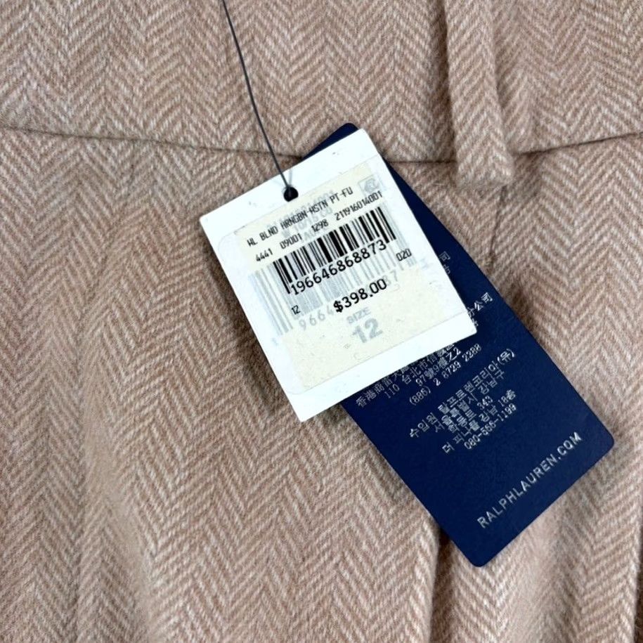 Polo Ralph Lauren Polo Ralph Lauren Wide-Leg Herringbone Pants Beige Wool 12 Women Size 34" / US 12 / IT 48 - 5 Thumbnail