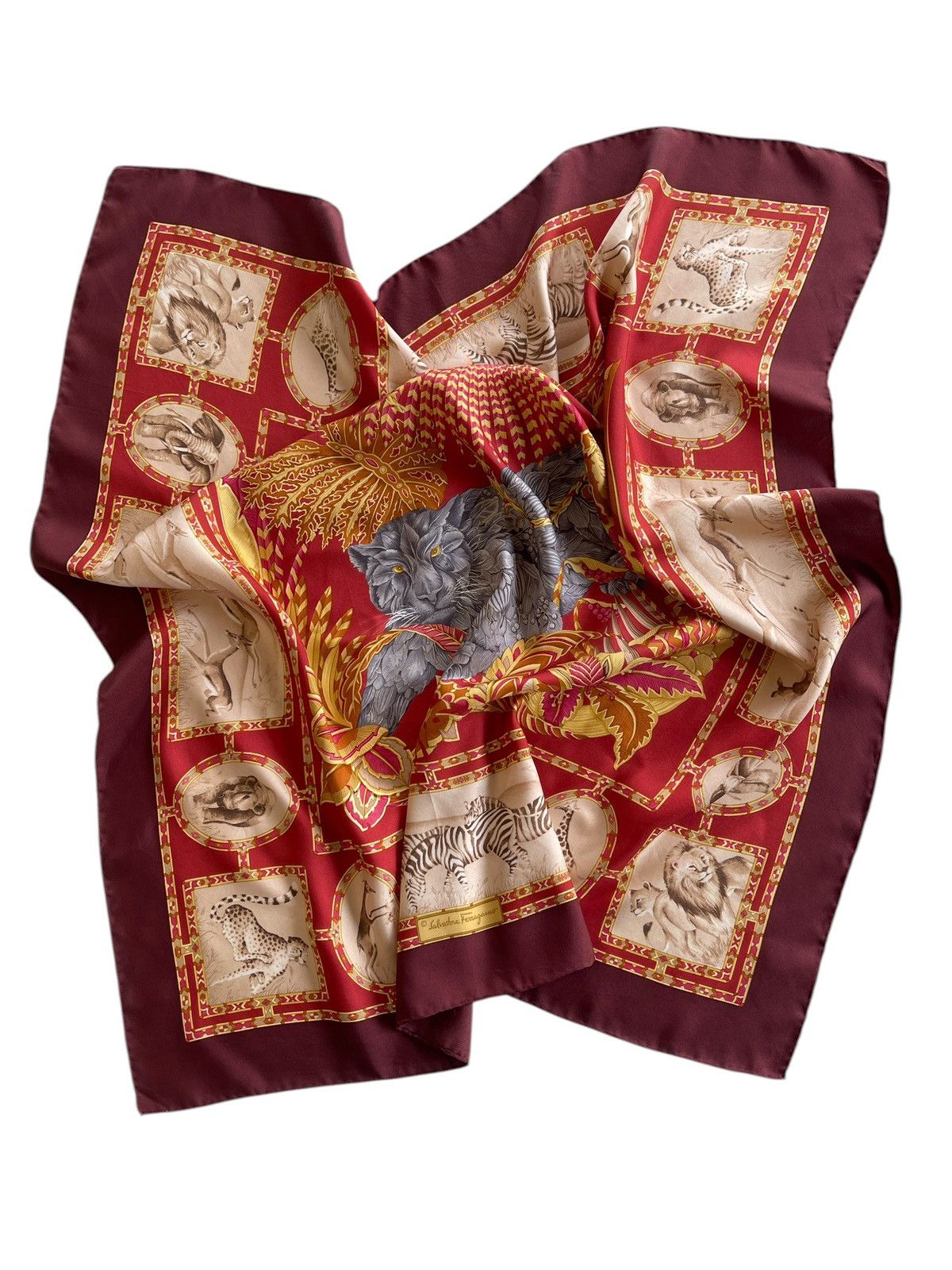 Salvatore Ferragamo Vintage Salvatore Ferragamo Animal Printed Silk Scarves Size ONE SIZE - 1 Thumbnail