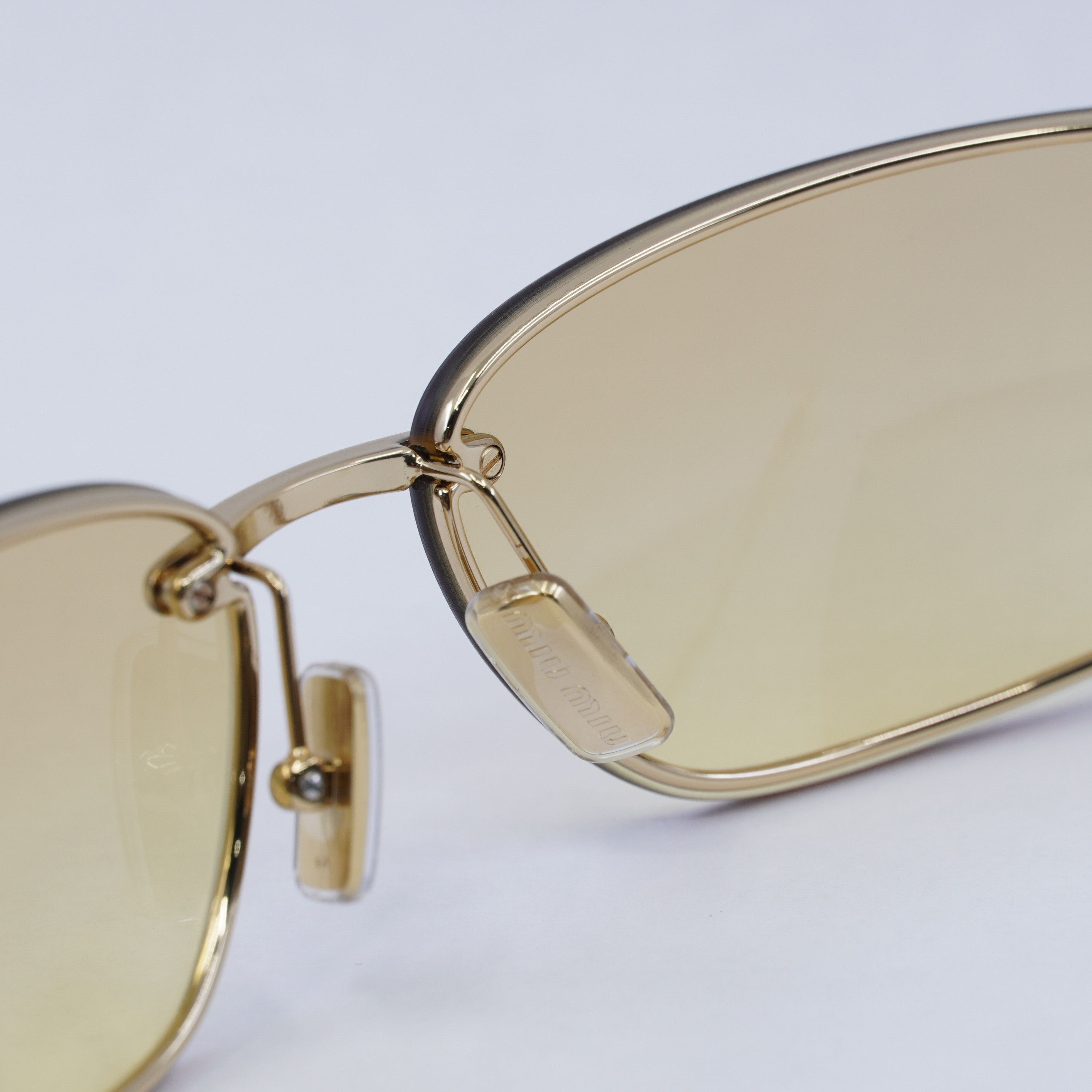 Miu Miu Miu Miu MUA50S 5AK7R1 Sunglasses Gold Rectangle Frame Size ONE SIZE - 6 Thumbnail