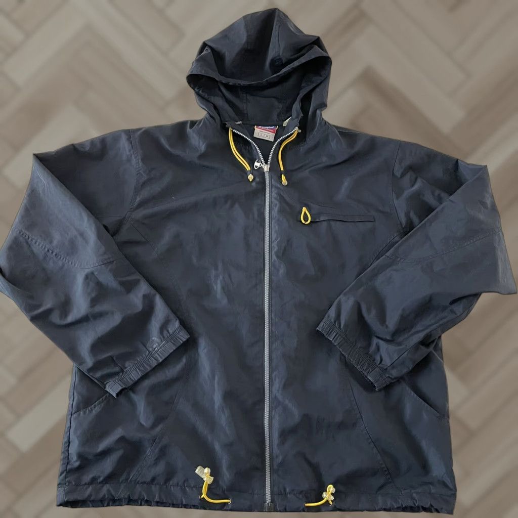 Champion Champion Windbreaker Jacket Mens L Blue Nylon Hooded Full Zip Zip Front Windbreaker Jacket Blue L Mens Size US L / EU 52-54 / 3 - 1 Thumbnail