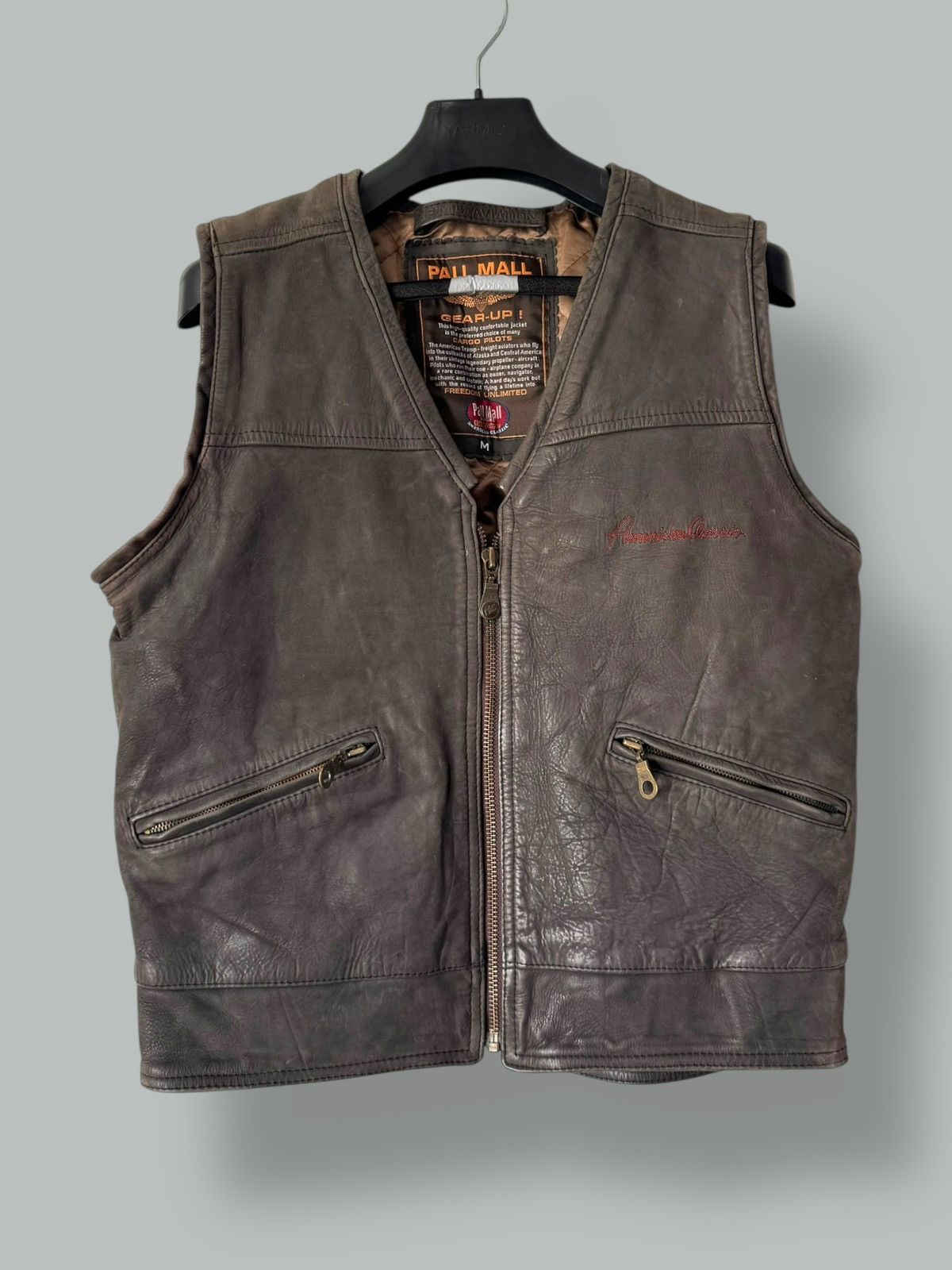 Vintage Vintage 90s Pall Mall Leather Brown Vest Jacket Size US M / EU 48-50 / 2 - 1 Thumbnail