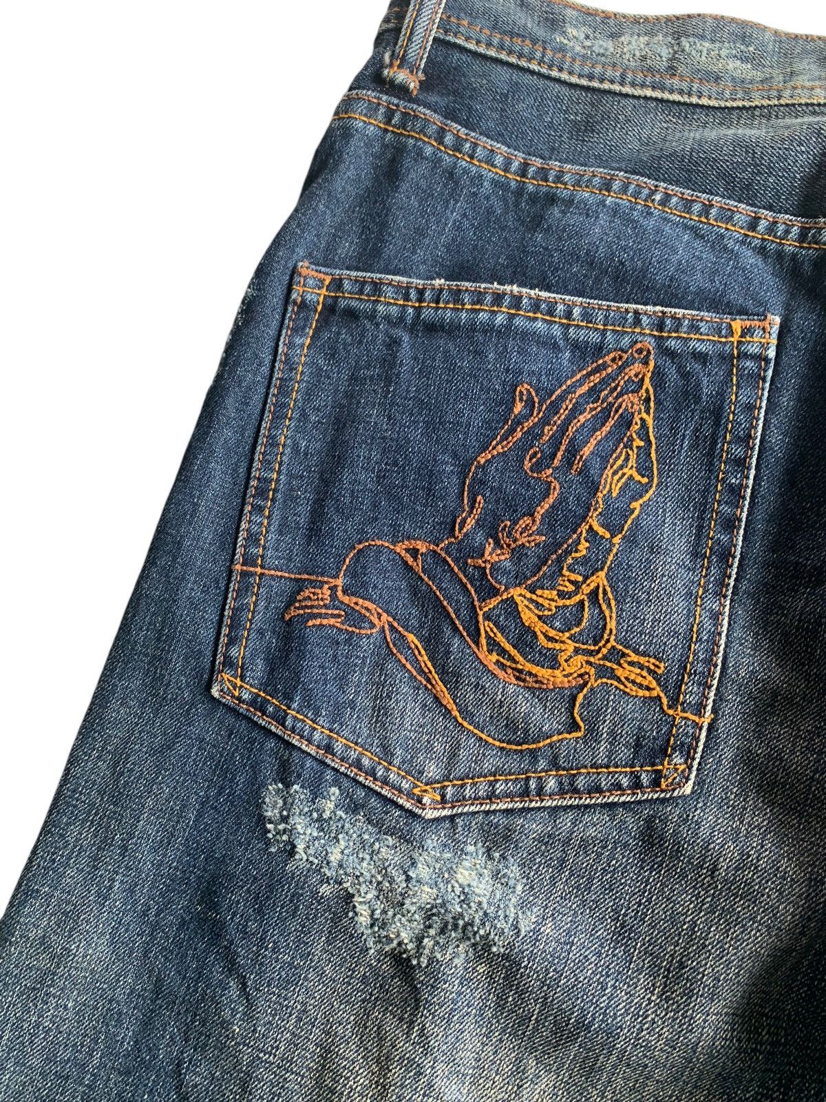 Japanese Brand × Kapital Santeria Eyedy Rare Selvedge Distressed Denim Size US 33 - 21 Thumbnail