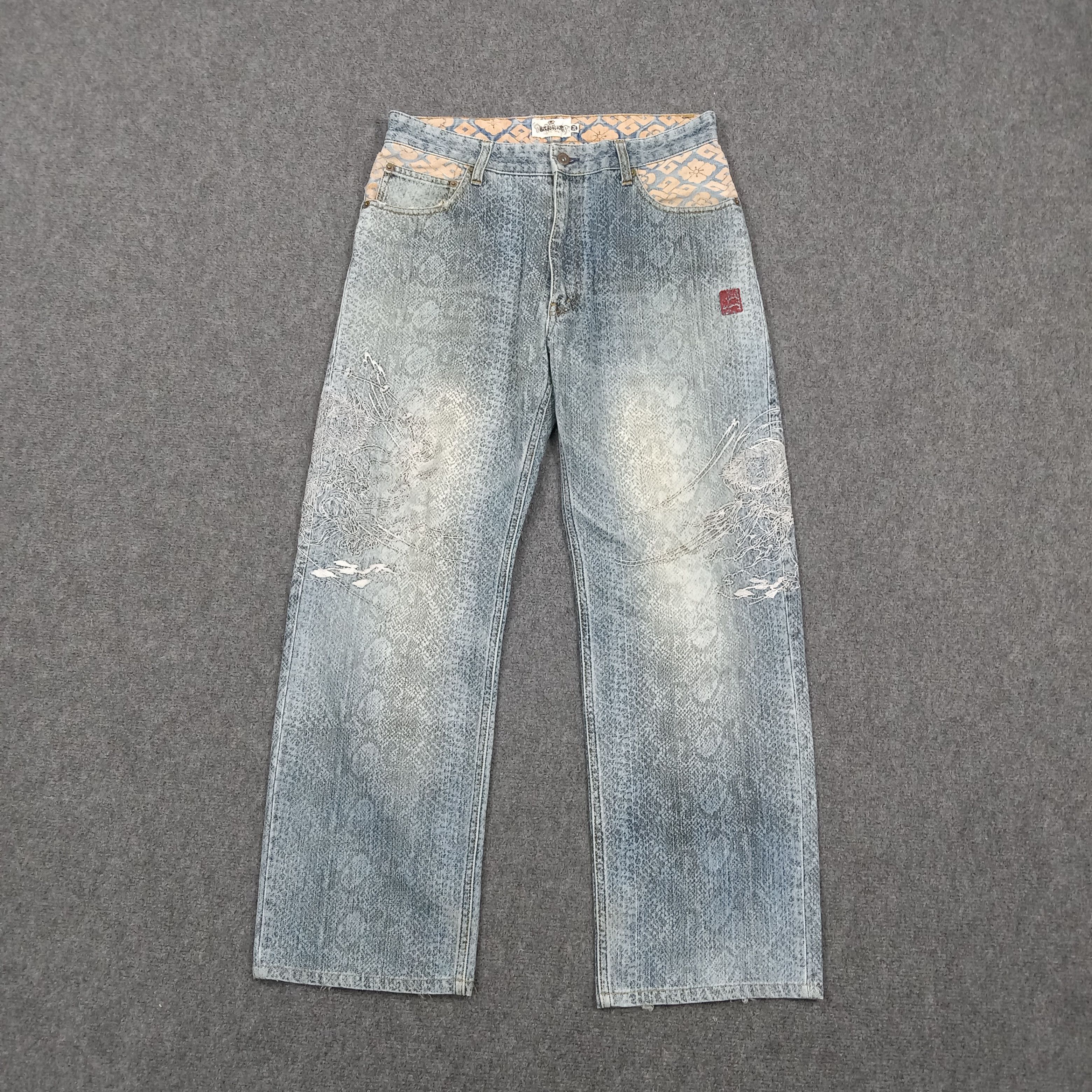 Karakuri Tamashii karakuri Tamashi Japanese Snake Embroidery Denim Jeans E1A35 Size US 34 / EU 50 - 5 Thumbnail