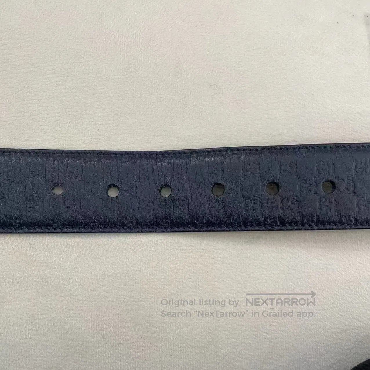Gucci Gucci Blue Monogram Embossed Silver Buckle Belt. Size ONE SIZE - 2 Thumbnail