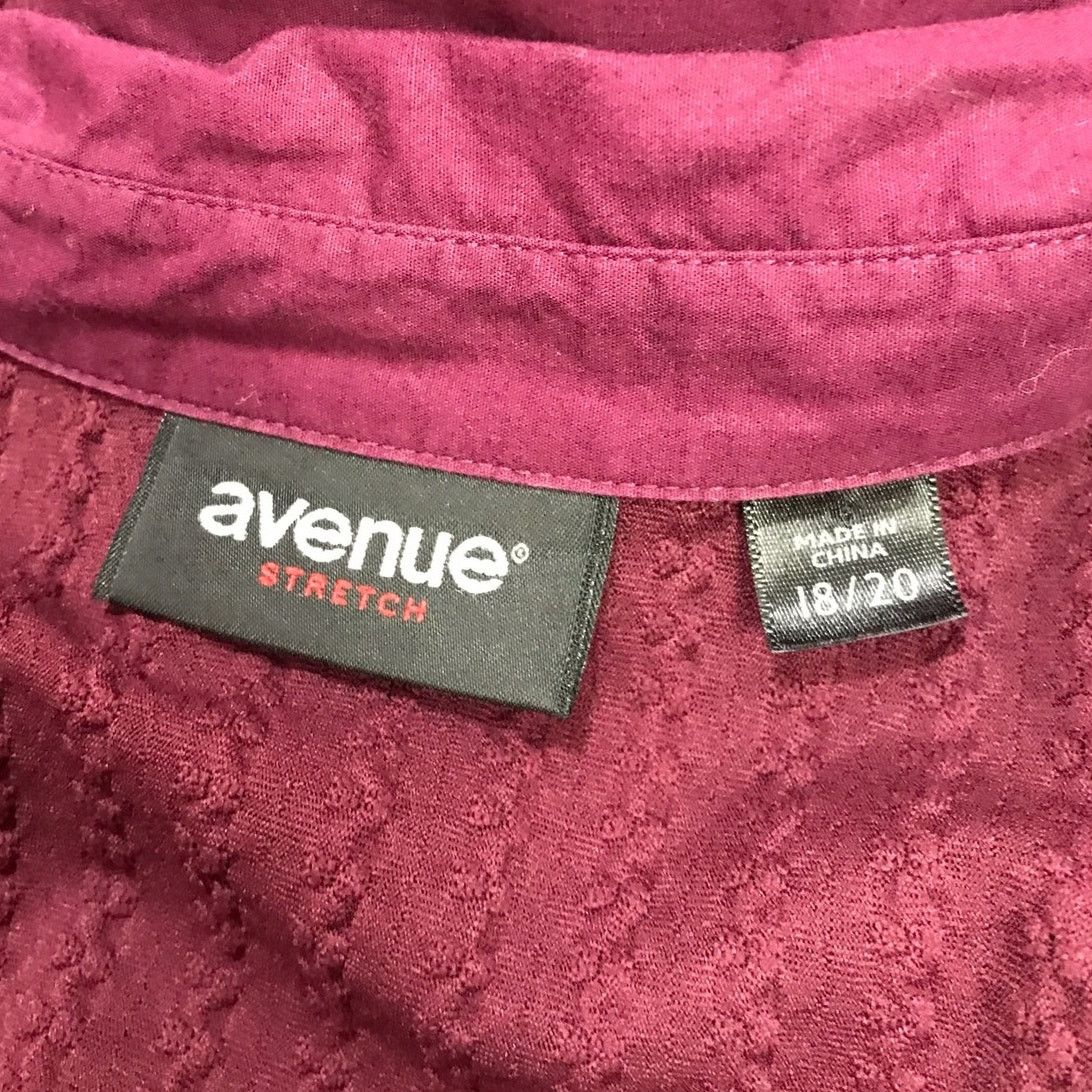 Avenue Avenue Stretch Purple Collared V-Neck Long Sleeve Top 18/20 Size XXL / US 16-18 / IT 52-54 - 3 Thumbnail