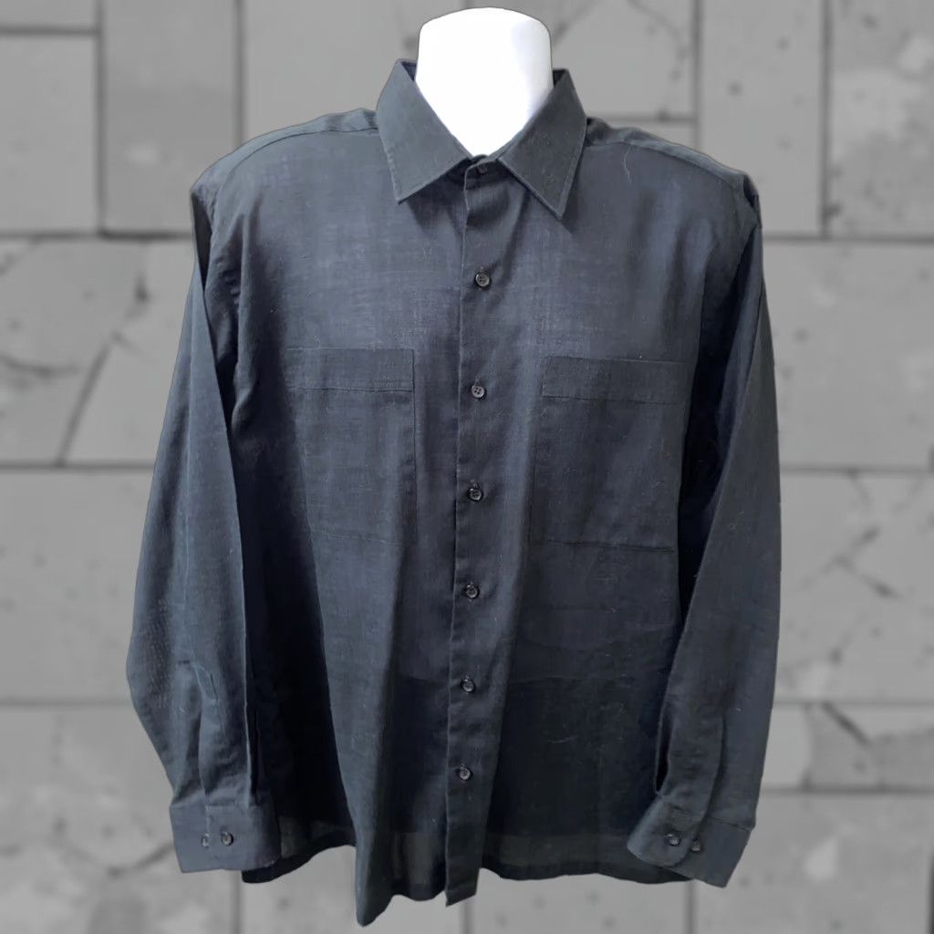 Countess Mara Countess Wara Mens Black Long Sleeve Button Front Shirt XL Polyester/Cotton Size US XL / EU 56 / 4 - 1 Thumbnail