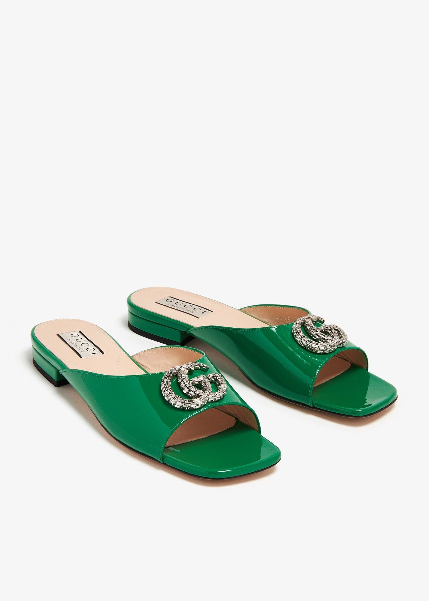 Gucci Gucci Crystal Double G Slide Sandals SIZE 38.5 Size ONE SIZE - 1 Thumbnail