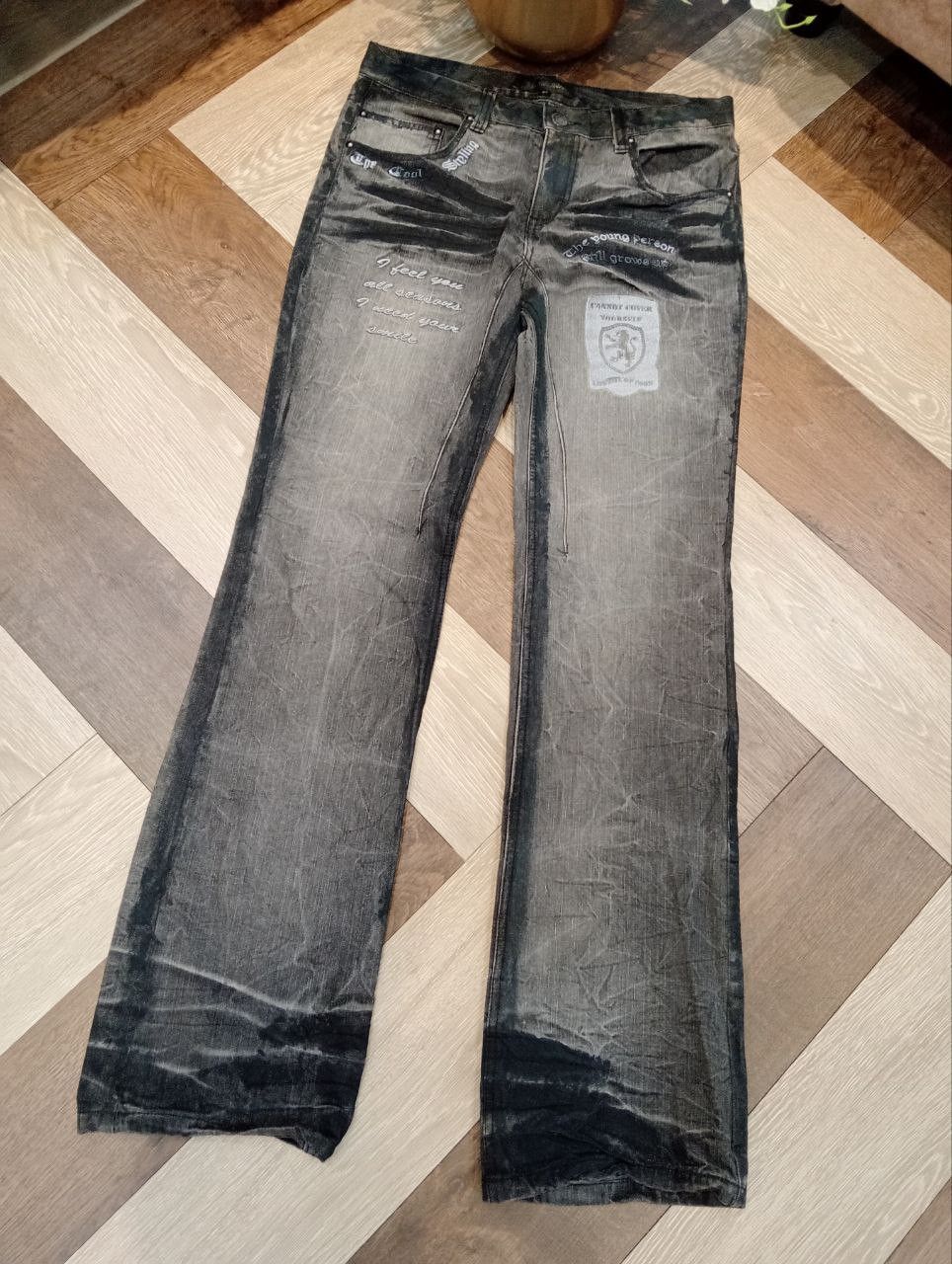 LOWBOX JAPANESE LOWBOX DISTRESSED LOOK FLARED PANTS - SIZE 84 Size US 32 / EU 48 - 3 Thumbnail