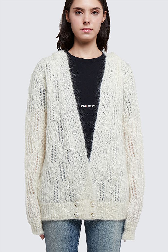 Saint Laurent Paris o1s1wg110924 Sweatshirt With All-Over Logo in White Size XL / US 12-14 / IT 48-50 - 2 Thumbnail