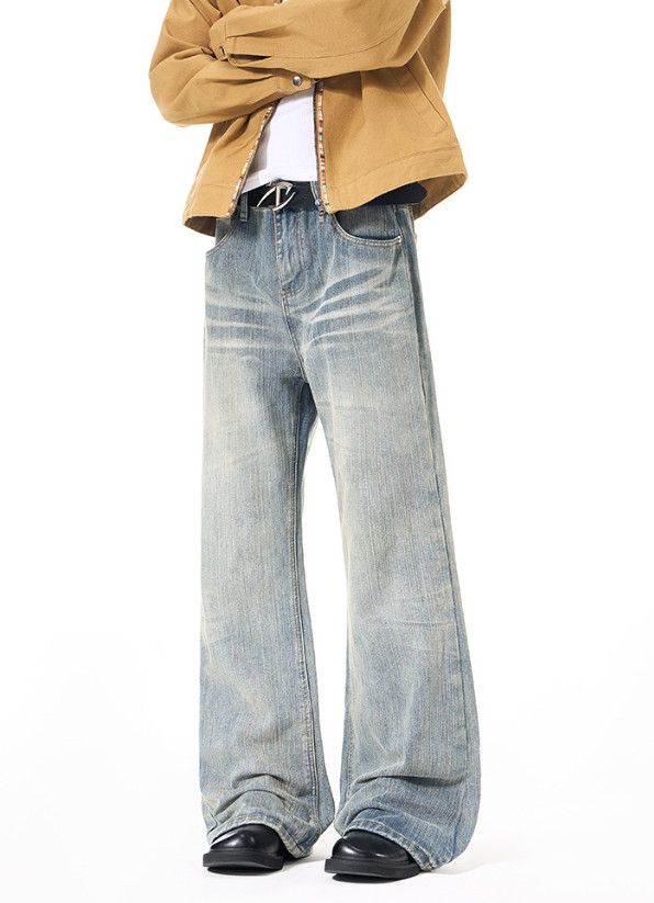 Japanese Brand Washed distressed retro high-street vibe loose flared jeans Size US 32 / EU 48 - 4 Thumbnail