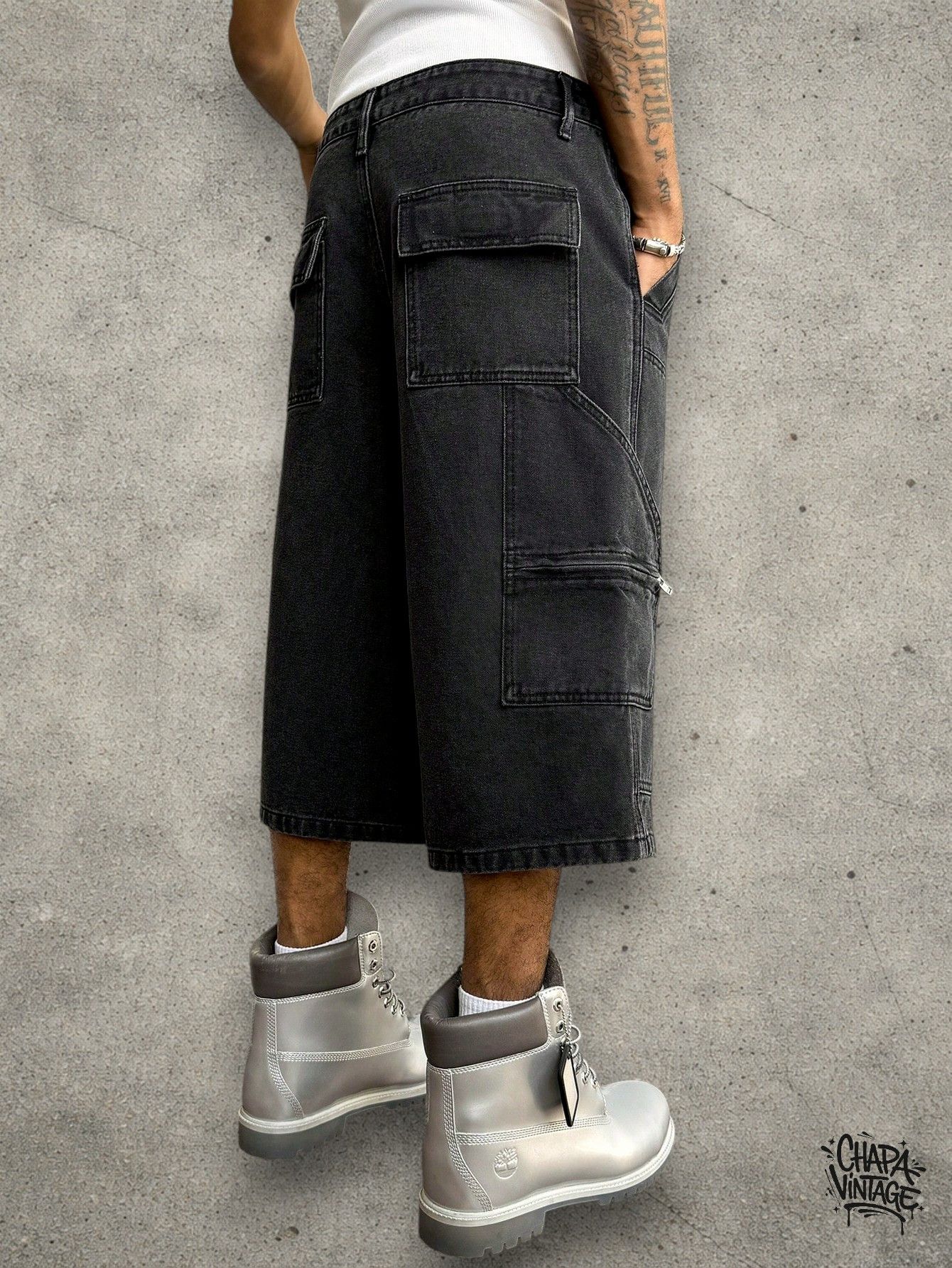 Japanese Brand Dark gray cargo jorts Size US 32 / EU 48 - 4 Thumbnail