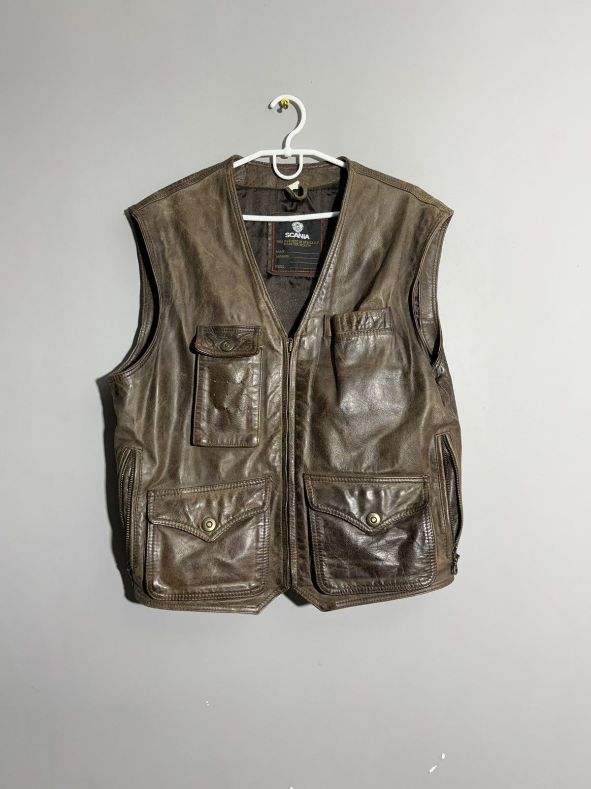 Vintsge Scania leather vest size M