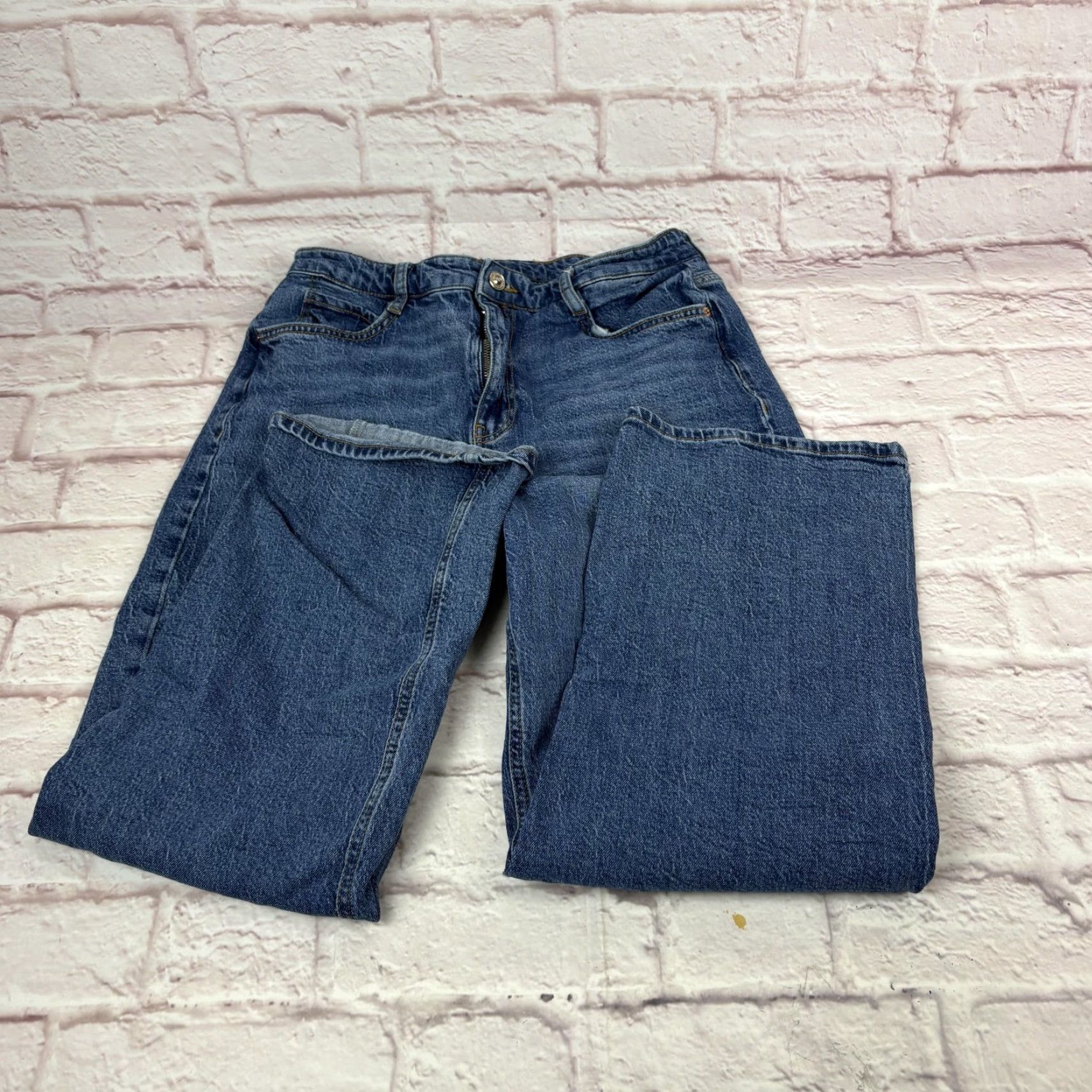 Zara Zara Jeans Womens 29 Medium Wash Blue Mid Rise Relaxed Wide Leg Denim 29x27 Jeans Womens Regular Blue 29in 27in Cotton Denim Relaxed Wide-Leg 5-Pocket Size 29" - 2 Thumbnail